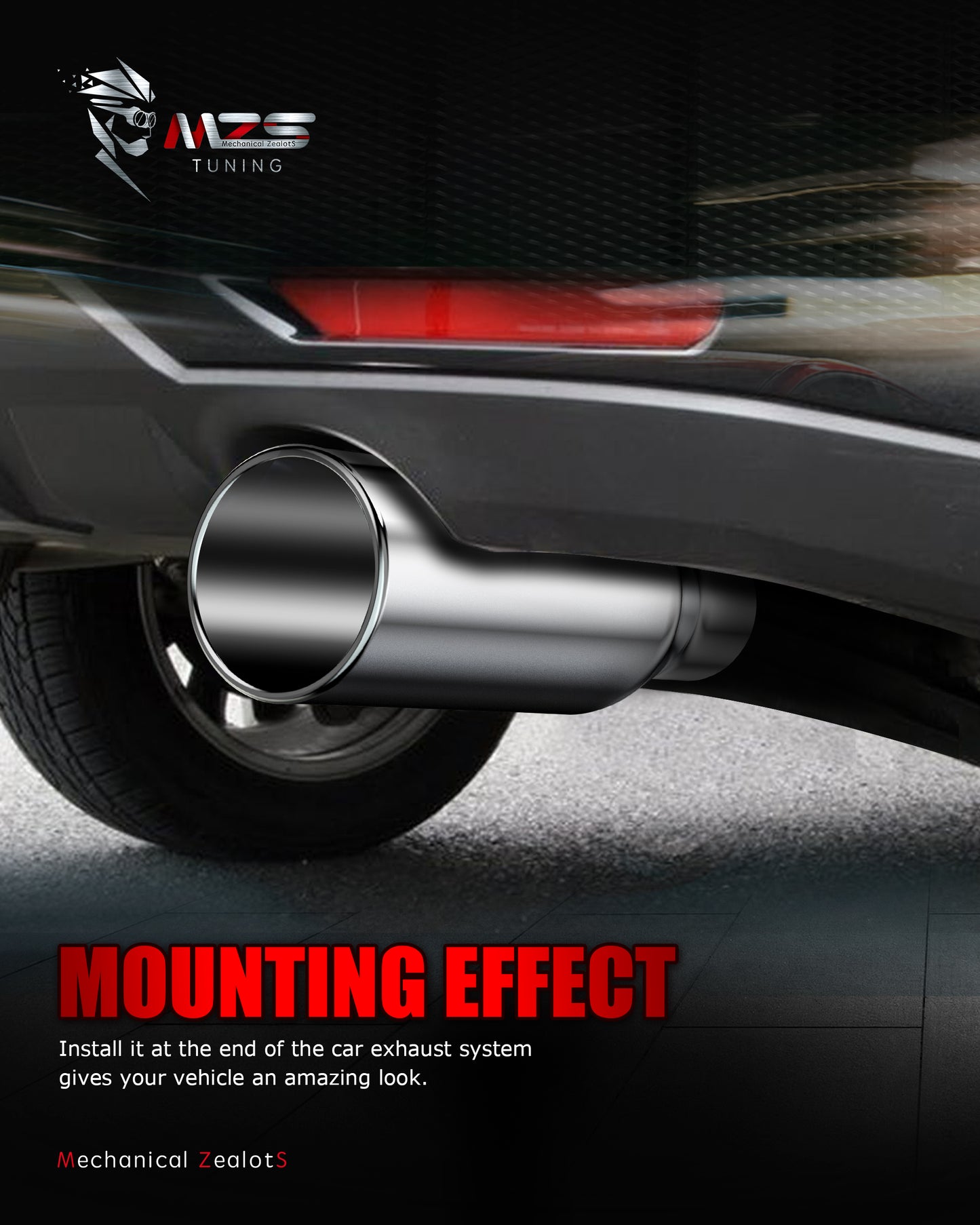 MZS Exhaust Tip, 2.5" Inlet 4" Outlet 9" Length Tailpipe Universal - Stainless Steel - 2PCS