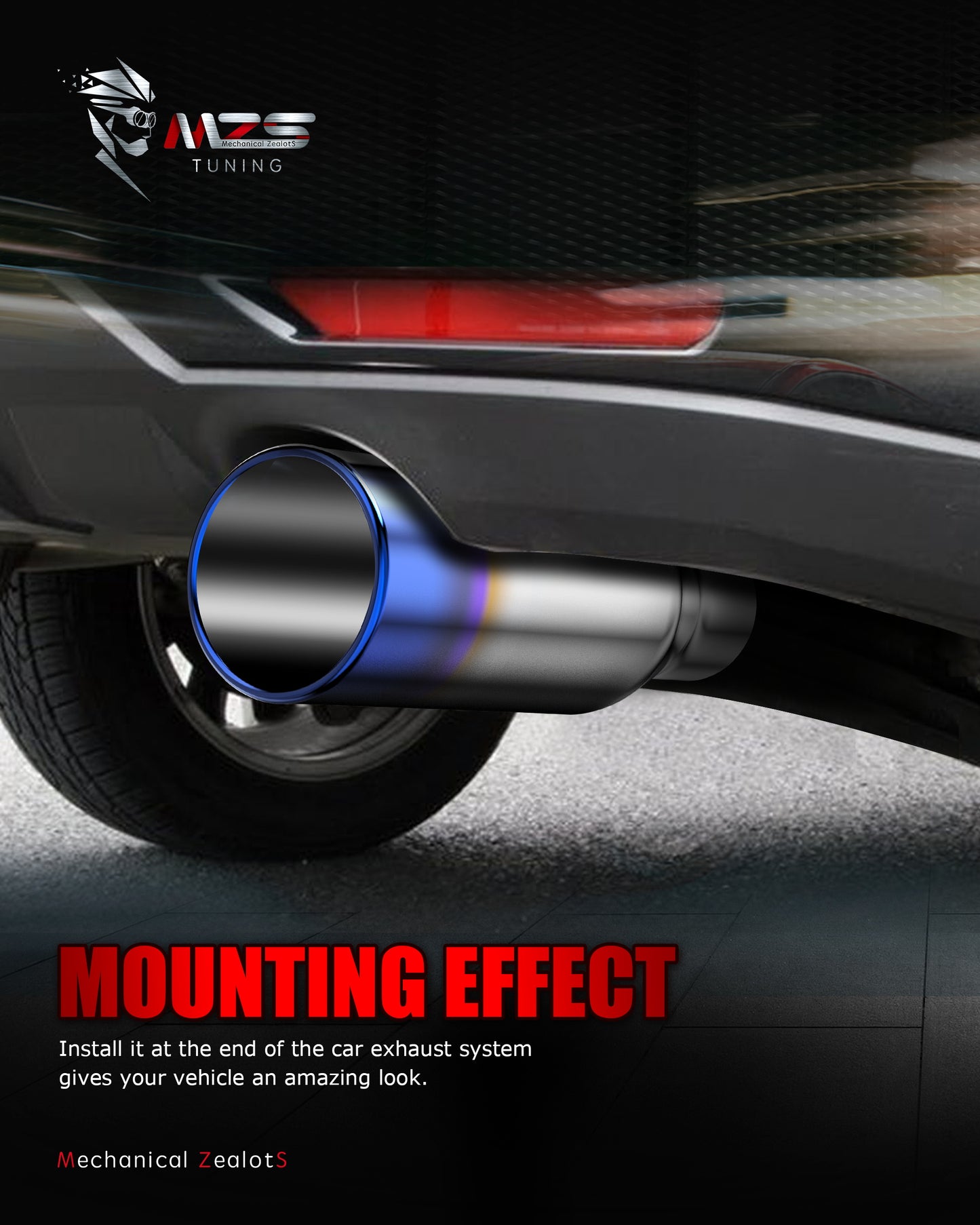 MZS Exhaust Tip, 2.5" Inlet 4" Outlet 9" Length Tailpipe Universal - Stainless Steel - 2PCS