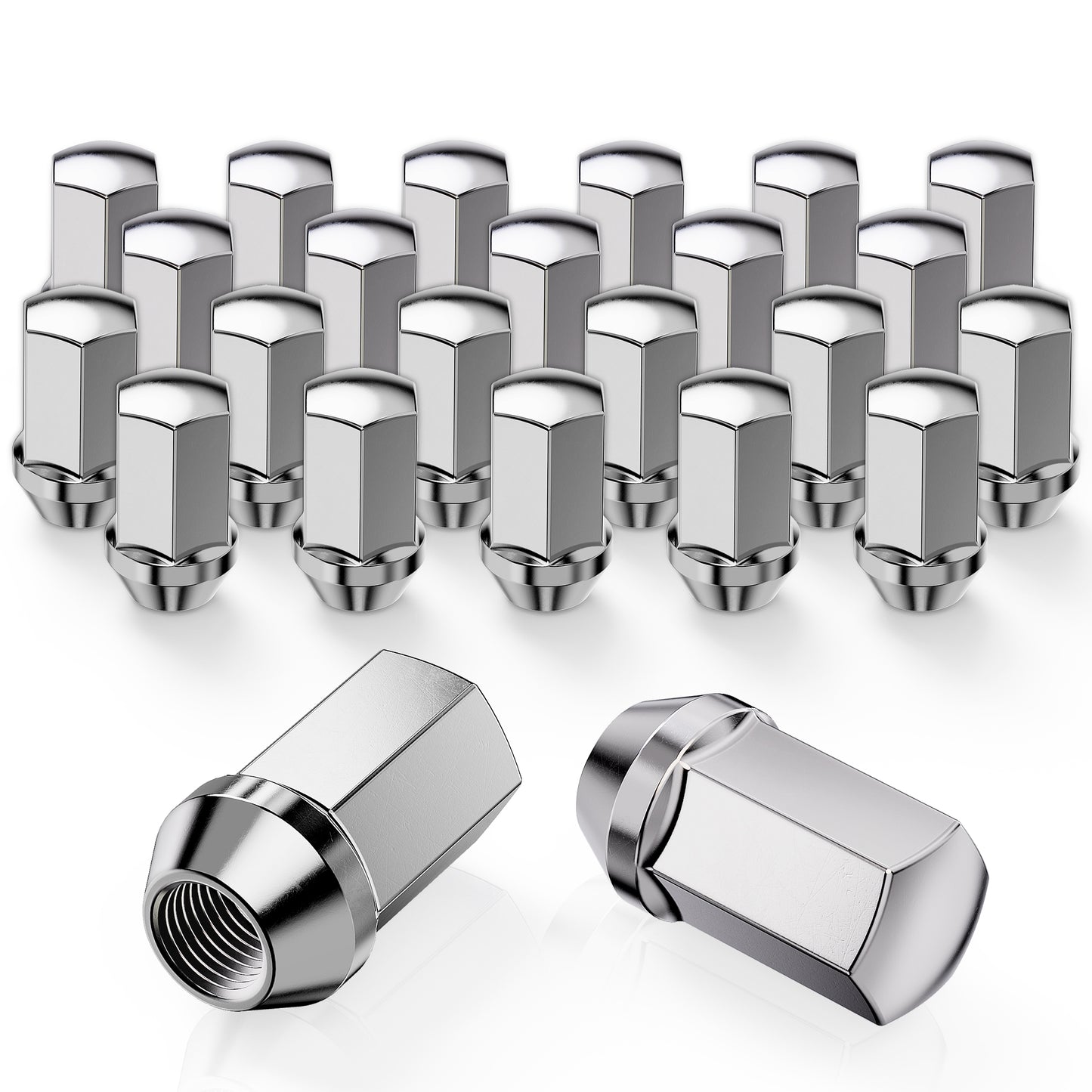 MZS M14x1.5 Lug Nuts, 7/8" Hex Closed End Conical Seat Wheel Nut for Selected Models, One-Piece Design Lugnuts, Replace OEM 9596070 611-236 611-330 611-152, 611-331 15551469 9598179, Chrome, 24PCS