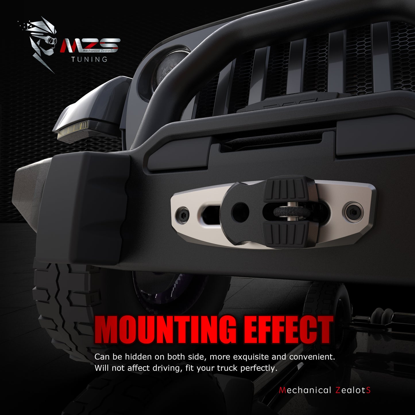 MZS Winch Shackle Mount, Flat Winch Hook with Iron Pin and Rubber Guard, 30000lb Load Capacity, Universal Fits Off Road Vehicles Trucks SUV ATV UTV