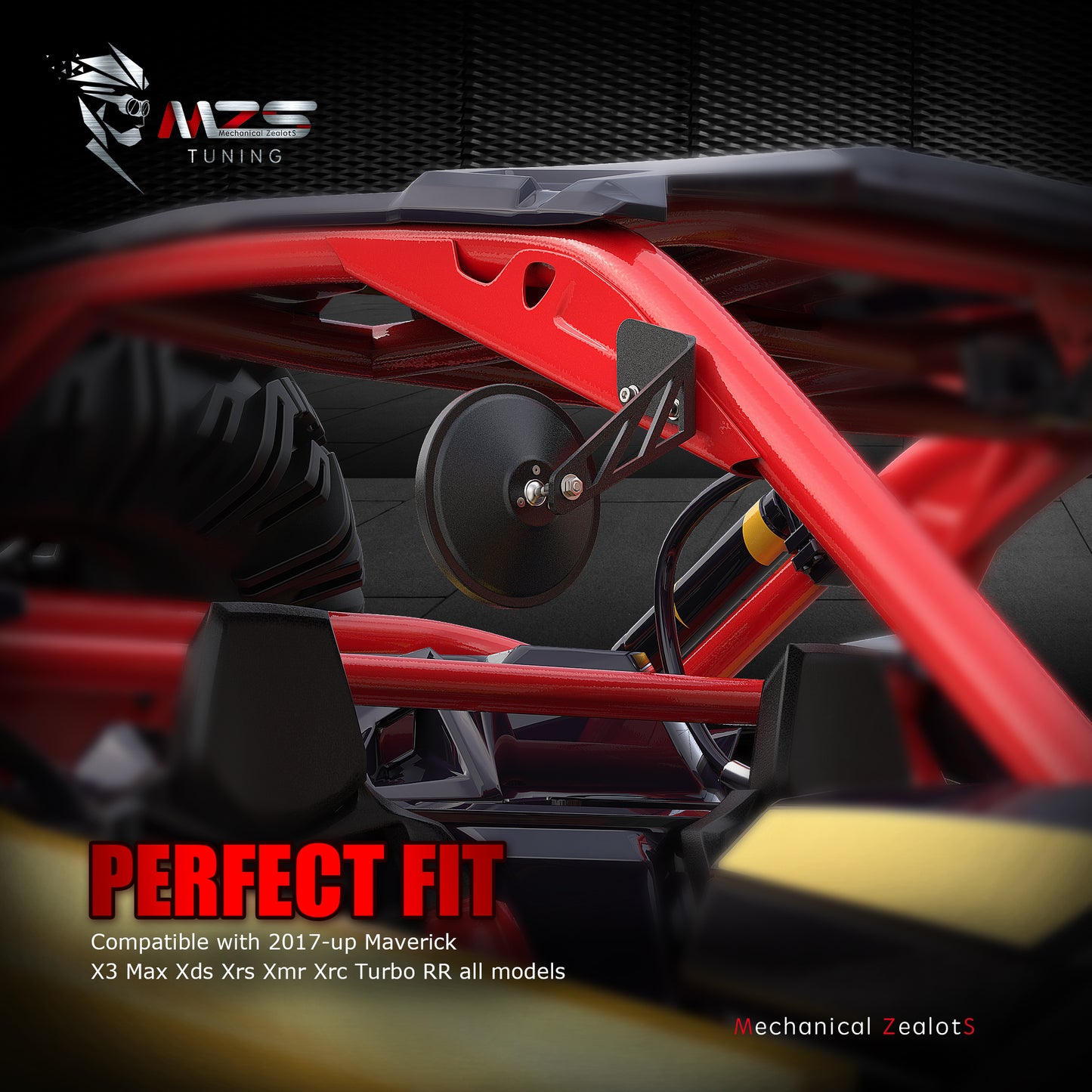 MZS Side Mirrors, Rear View Convex Mirrors w/Mounting Bracket, Fit Can am Maverick X3, DIY Install on Car Truck Off-Road Vehicles
