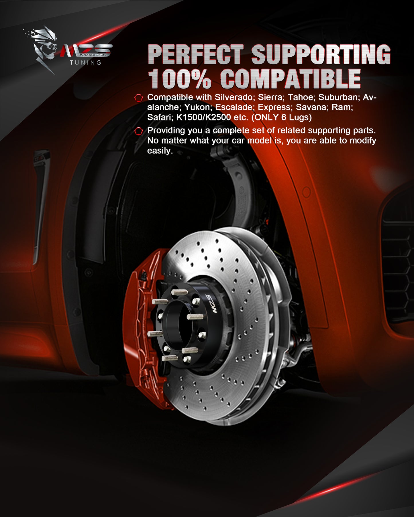 MZS 6x5.5 Wheel Spacers - 6X139.7 - 78.1mm M14x1.5 Fit for Silverado Sierra