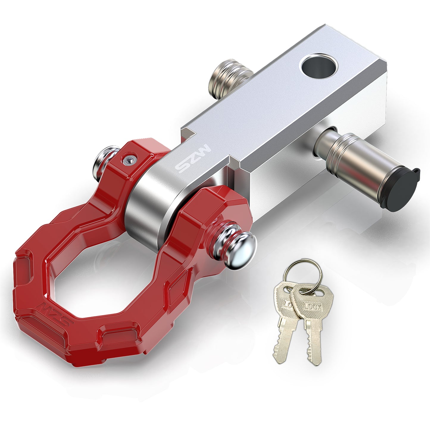 MZS 2" Shackle Hitch Receiver, 3/4" D Ring Shackle, 5/8" Hitch Lock Pin Fits 2 inch Receivers Hitches for Towing Off-Road Use Vehicle Recovery