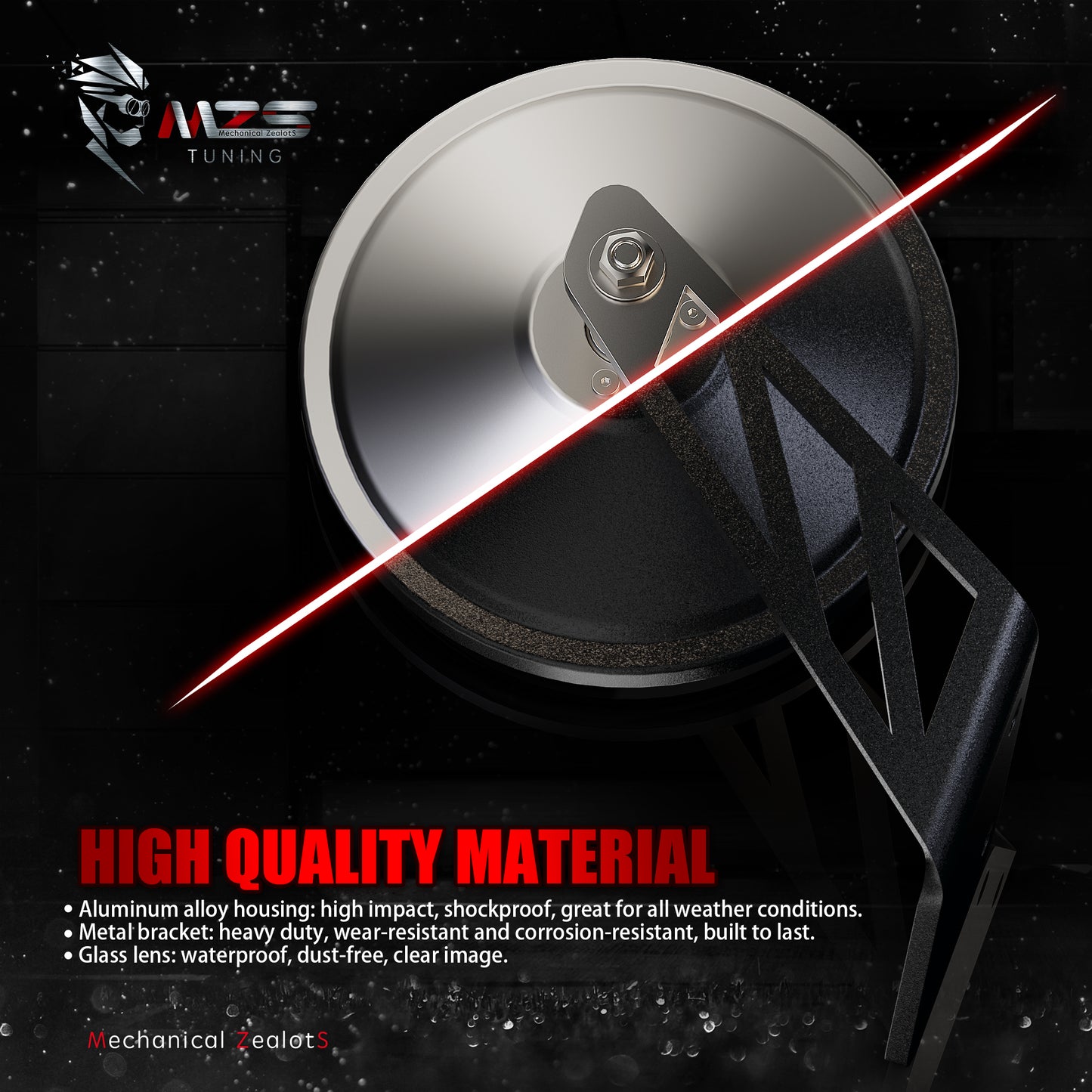 MZS Side Mirrors, Rear View Convex Mirrors w/Mounting Bracket, Fit Can am Maverick X3, DIY Install on Car Truck Off-Road Vehicles
