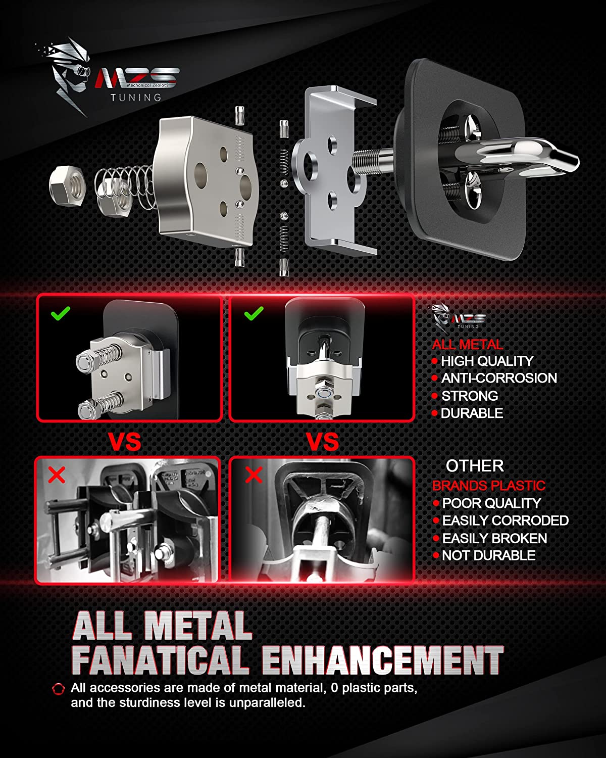 MZS Tie Down Anchors Fit for Ford F-150, F-250 & F-350 Super Duty Raptor - Retractable - Surface Mount