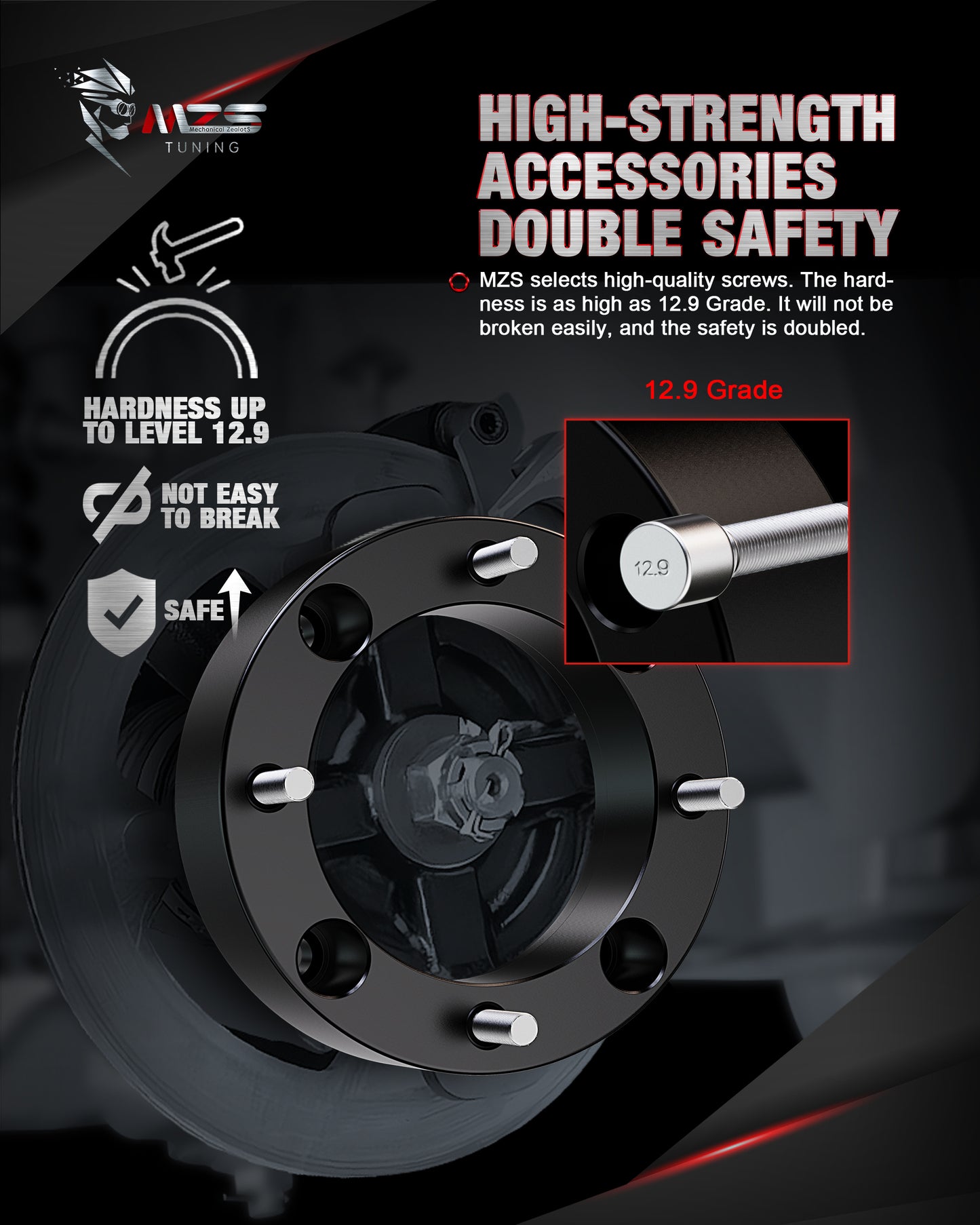 MZS 4x156 Wheel Spacers - 131mm M12×1.5 Fit for 2013+ Ranger, 2014+ RZR XP 1000, 2015+ RZR ATV UTV