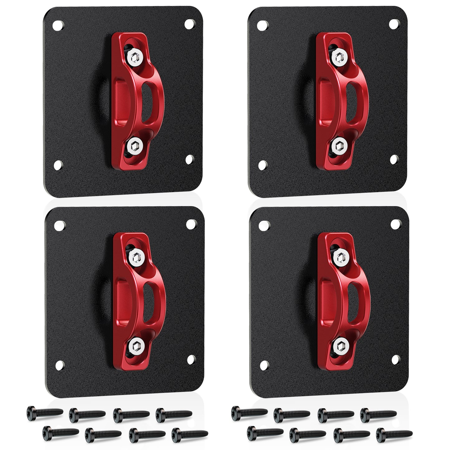 MZS Truck Bed Tie Down Anchors Compatible with 2015-2026 F150 Raptor Lightning / F250 F350 F450 F550 Super Duty, Steel Plates & Aluminium Cleats Replace FL3Z99000A64B FL3Z9928408AB, Red, 2Pcs