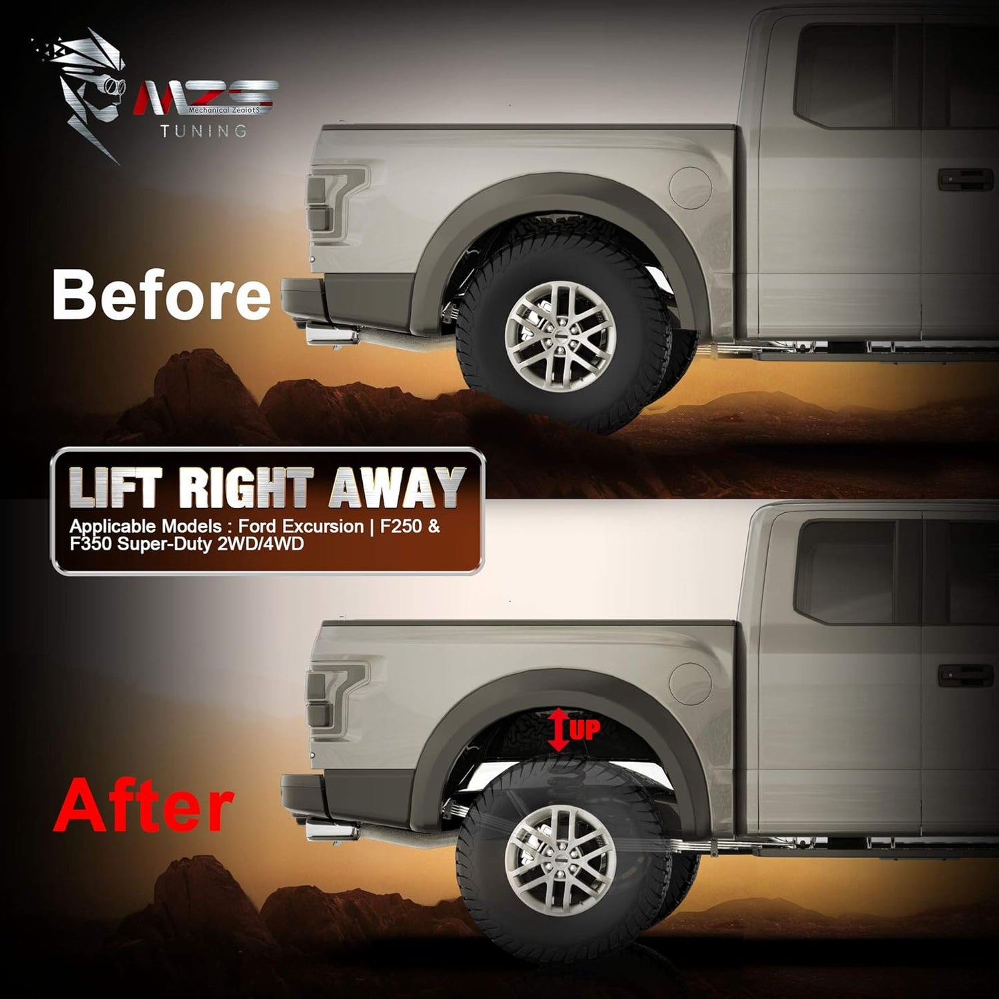 MZS Leveling Kit, Rear Lift Blocks Compatible with F250 F350 Super Duty Excursion 2WD 4WD
