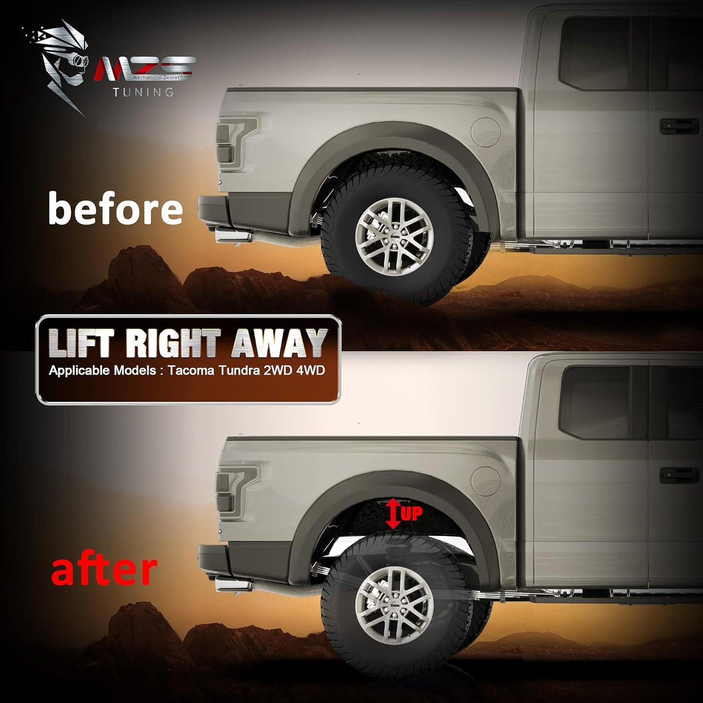 MZS Leveling Kit, Rear Lift Blocks Spacers Compatible with Tacoma Tundra 2WD 4WD