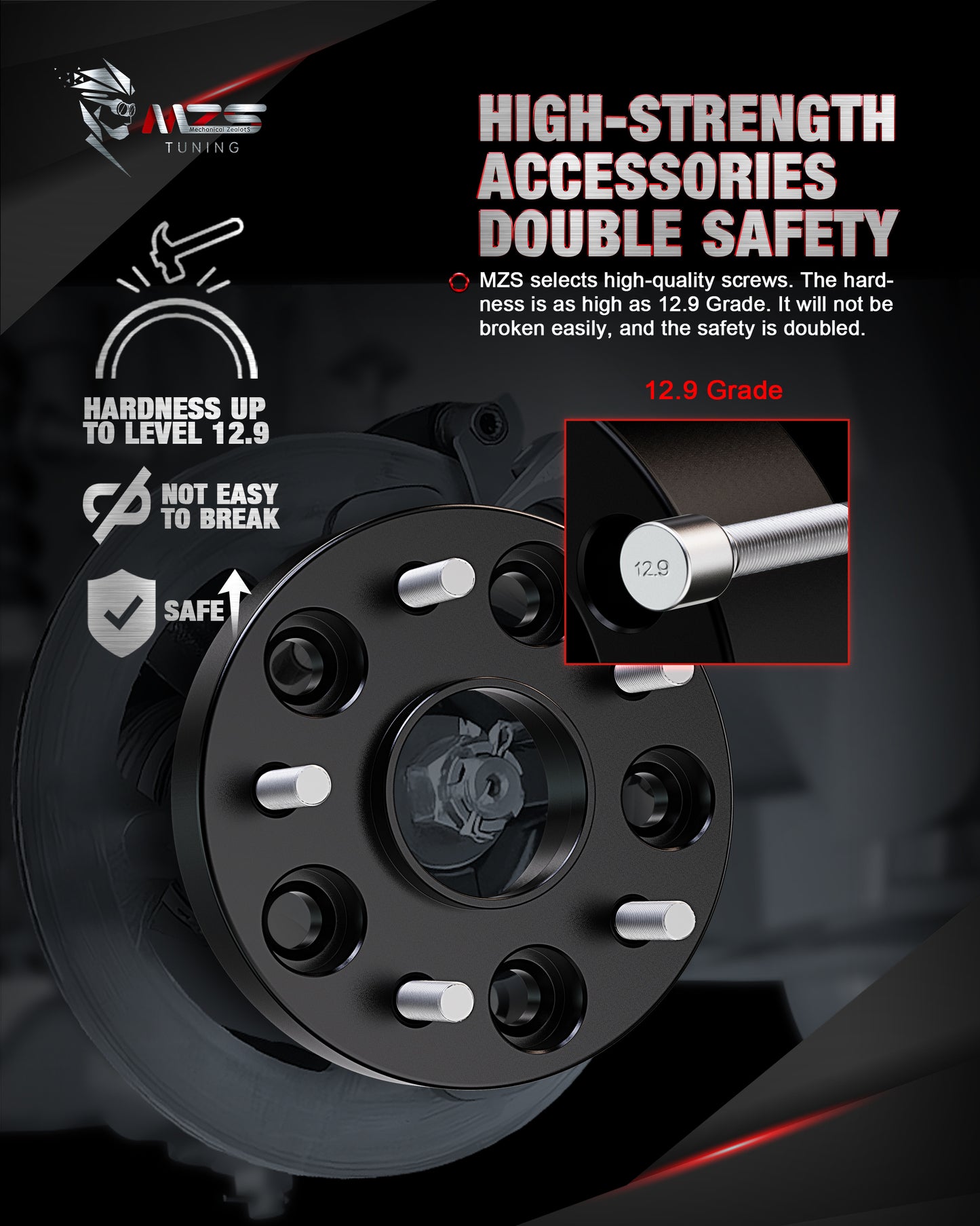 MZS 5x120 Wheel Spacers - 64.1mm M14×1.5 Fit for Model S/X, Pilot Passport Odyssey Ridgeline
