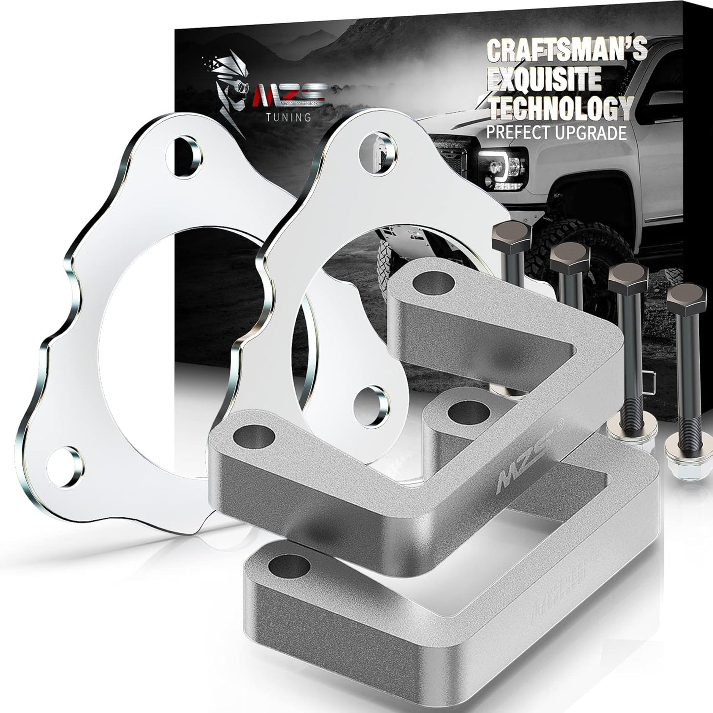 MZS Leveling Kit, 2 inch-3.5 inch Front Lift Strut Spacers Compatible with Silverado Sierra Tahoe Avalanche Suburban Yukon 2WD 4WD