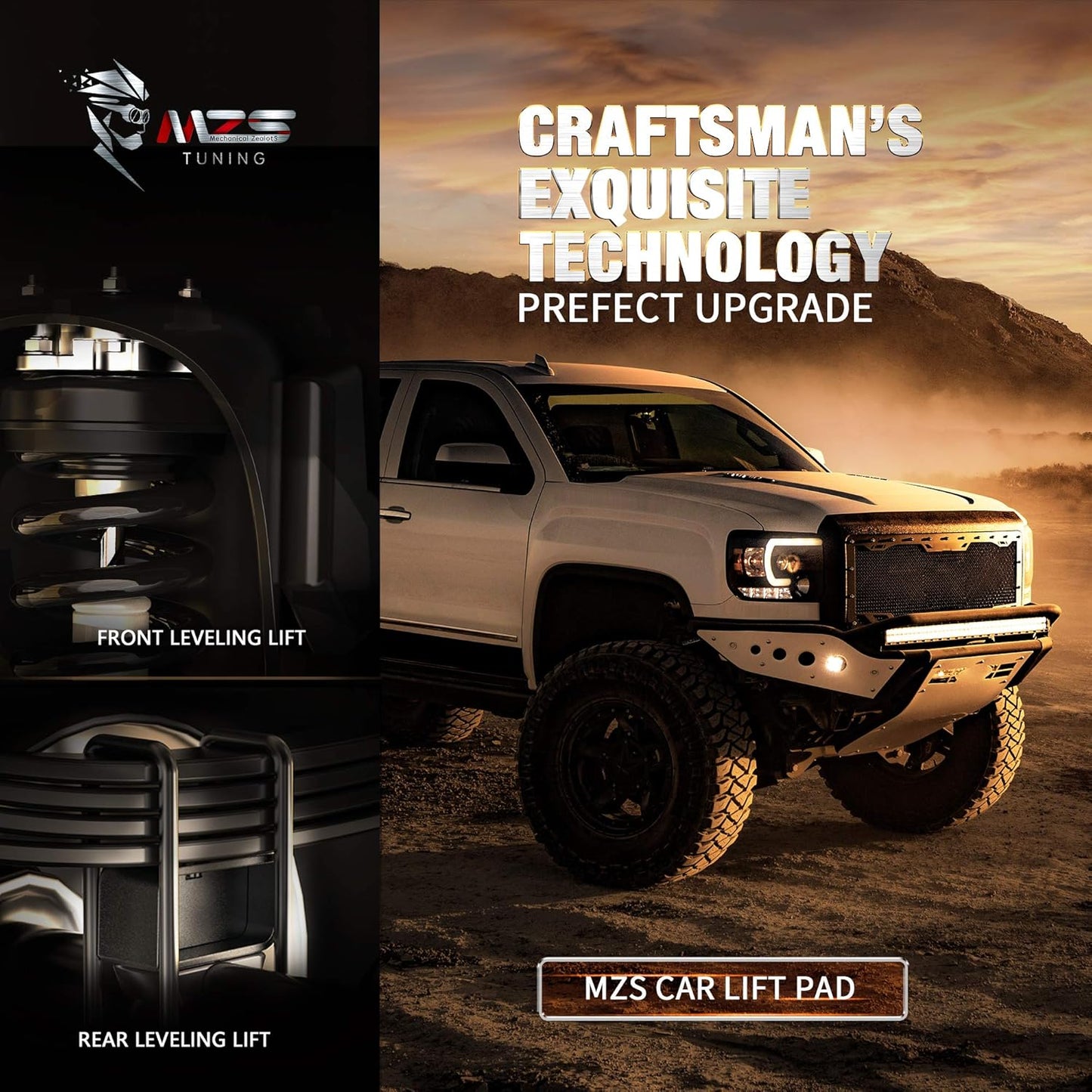 MZS Leveling Kit Front Strut Spacers and Rear Lift Blocks Fit for Silverado 1500 Sierra 1500 (2019 ONLY fit old body)