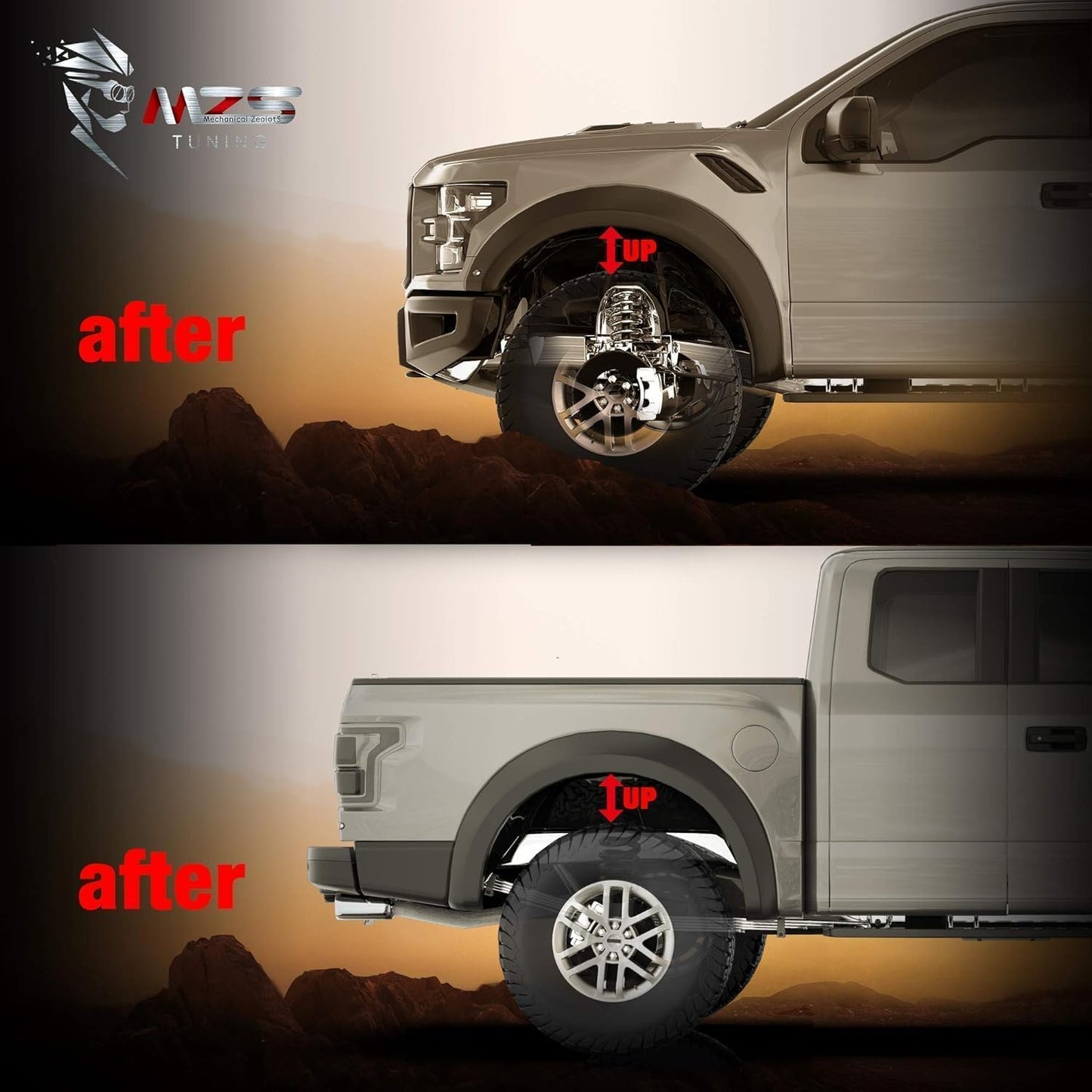 MZS Leveling Kit, Front Lift Kit + Rear Coil Spring Spacers Fit for Tahoe Suburban Yukon Avalanche 2WD 4WD Aluminum
