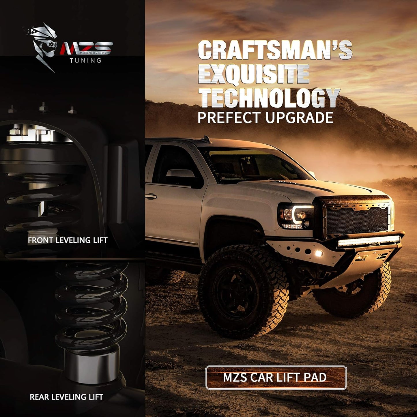 MZS Leveling Kit, 2.5-3 inch Front + 1.5-2 inch Rear Coil Spring Spacers Compatible with Ram 1500 2WD 4WD