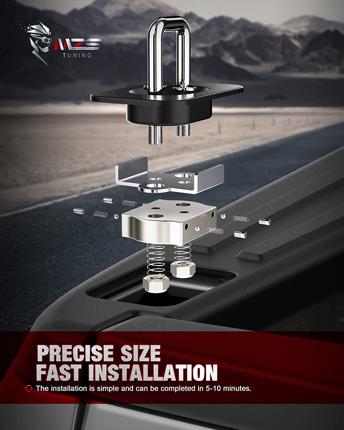 MZS Tie Down Anchors Fit for Ford F-150, F-250 & F-350 Super Duty Raptor - Retractable - Surface Mount