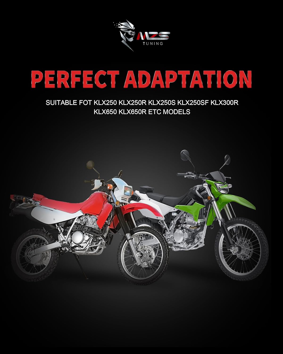 MZS Dirt Bike Foot Pegs, Aluminum MX Footpeg Footrest Rest Pedal Black Compatible with KLX300R KLX250R KLX250 KLX250S KLX250SF KLX650 CR80R CR85R CR85RB XR250R XR400R XR600R XR650L XR650R