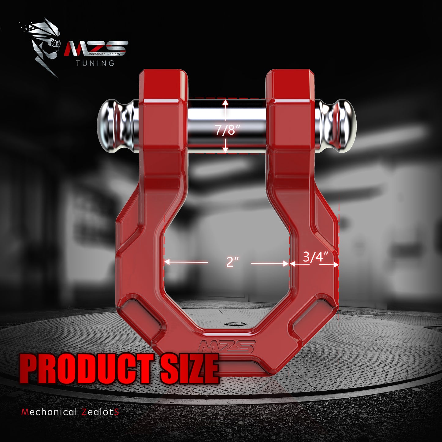 MZS 2" Shackle Hitch Receiver, 3/4" D Ring Shackle, Fits 2" Receivers Hitches for Towing Off-Road Use Vehicle Recovery