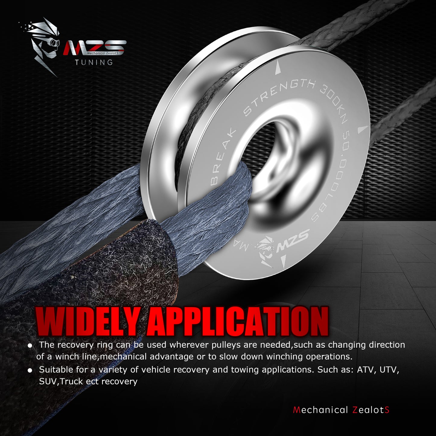MZS Recovery Ring, 50,000 lbs Winch Snatch Ring for Towing Off-Road Use Vehicle Recovery