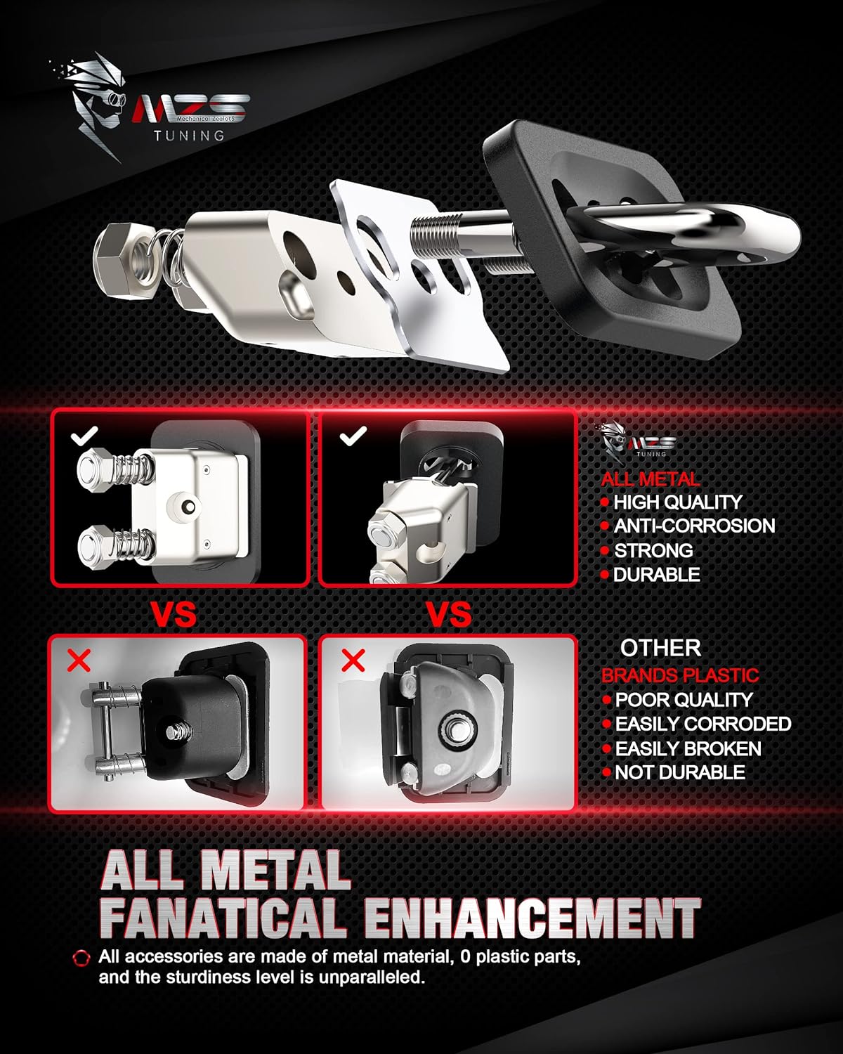 MZS Tie Down Anchors Fit for Chevy Silverado & GMC Sierra, Colorado & Canyon - Retractable - Surface Mount
