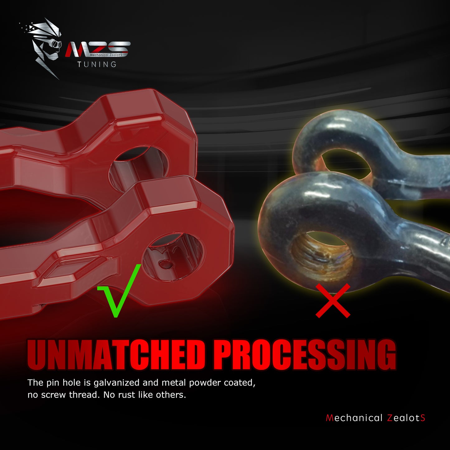 MZS 2" Shackle Hitch Receiver, 3/4" D Ring Shackle, Fits 2" Receivers Hitches for Towing Off-Road Use Vehicle Recovery