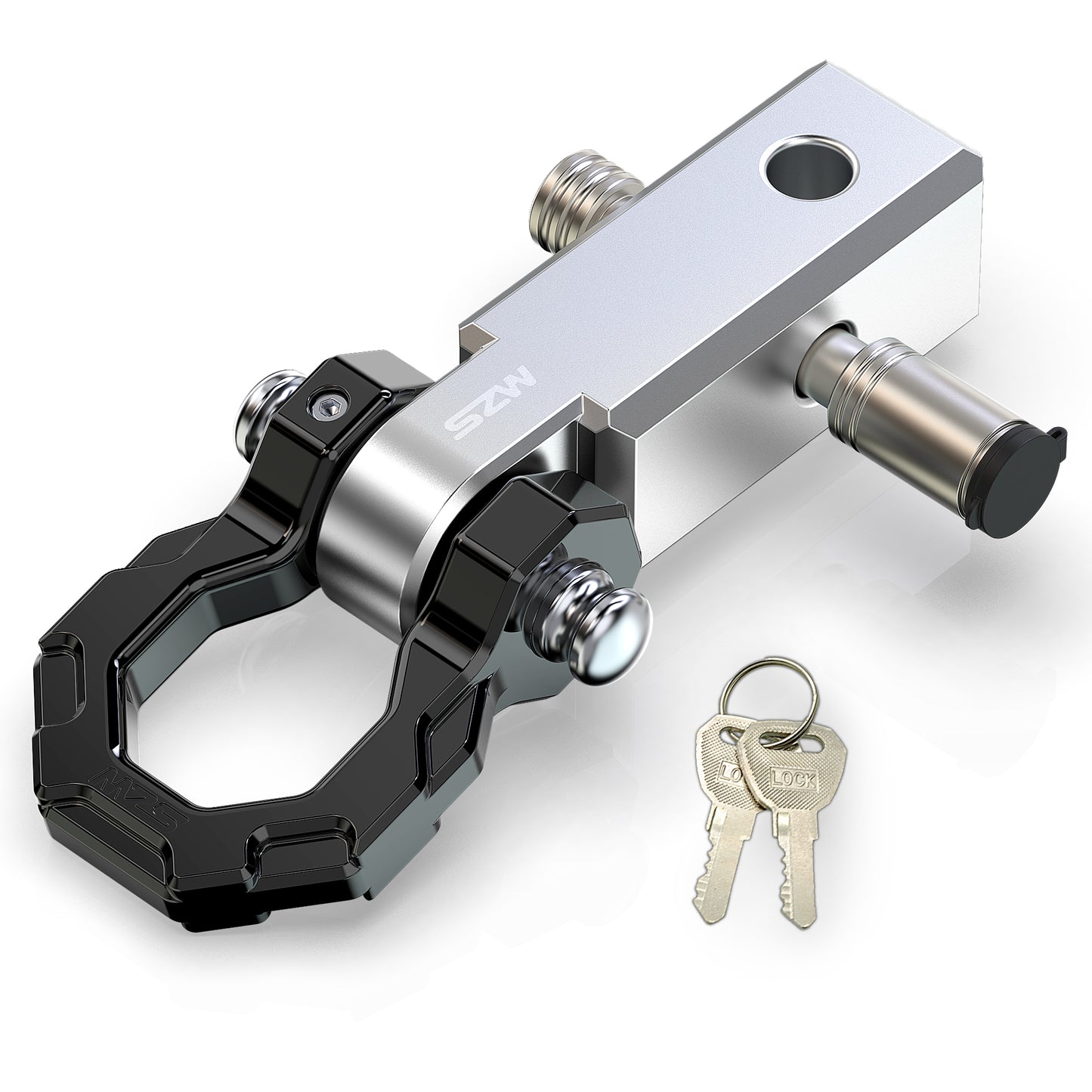MZS 2" Shackle Hitch Receiver, 3/4" D Ring Shackle, 5/8" Hitch Lock Pin Fits 2 inch Receivers Hitches for Towing Off-Road Use Vehicle Recovery