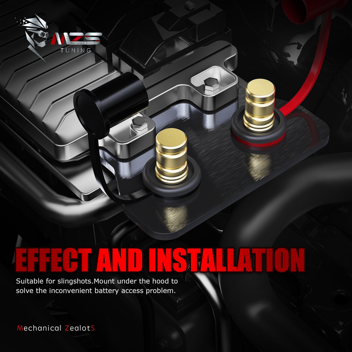 MZS Slingshot Jump Post, Battery Relocation Kit, Battery Charger Post, Remote Battery Terminal & 4 Gauge Battery Cables & Mounting Bracket