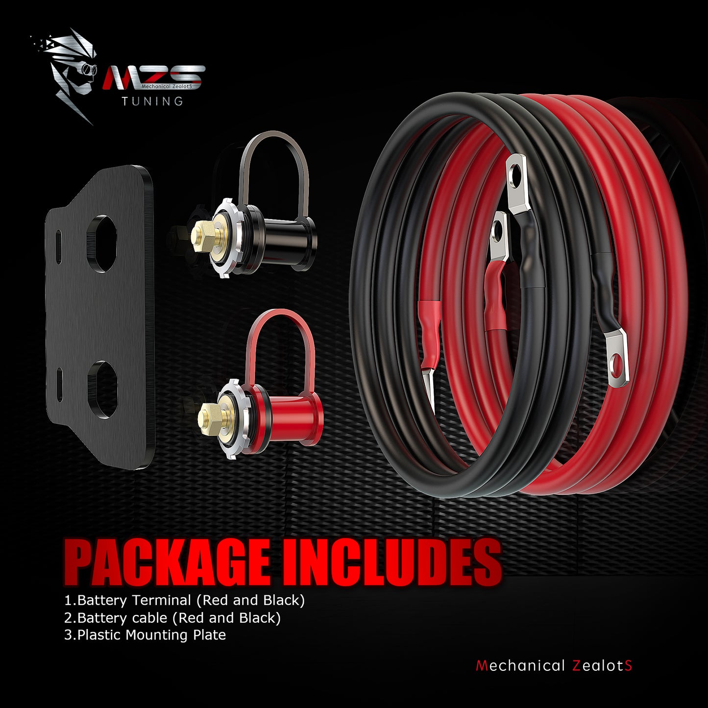 MZS Slingshot Jump Post, Battery Relocation Kit, Battery Charger Post, Remote Battery Terminal & 4 Gauge Battery Cables & Mounting Bracket