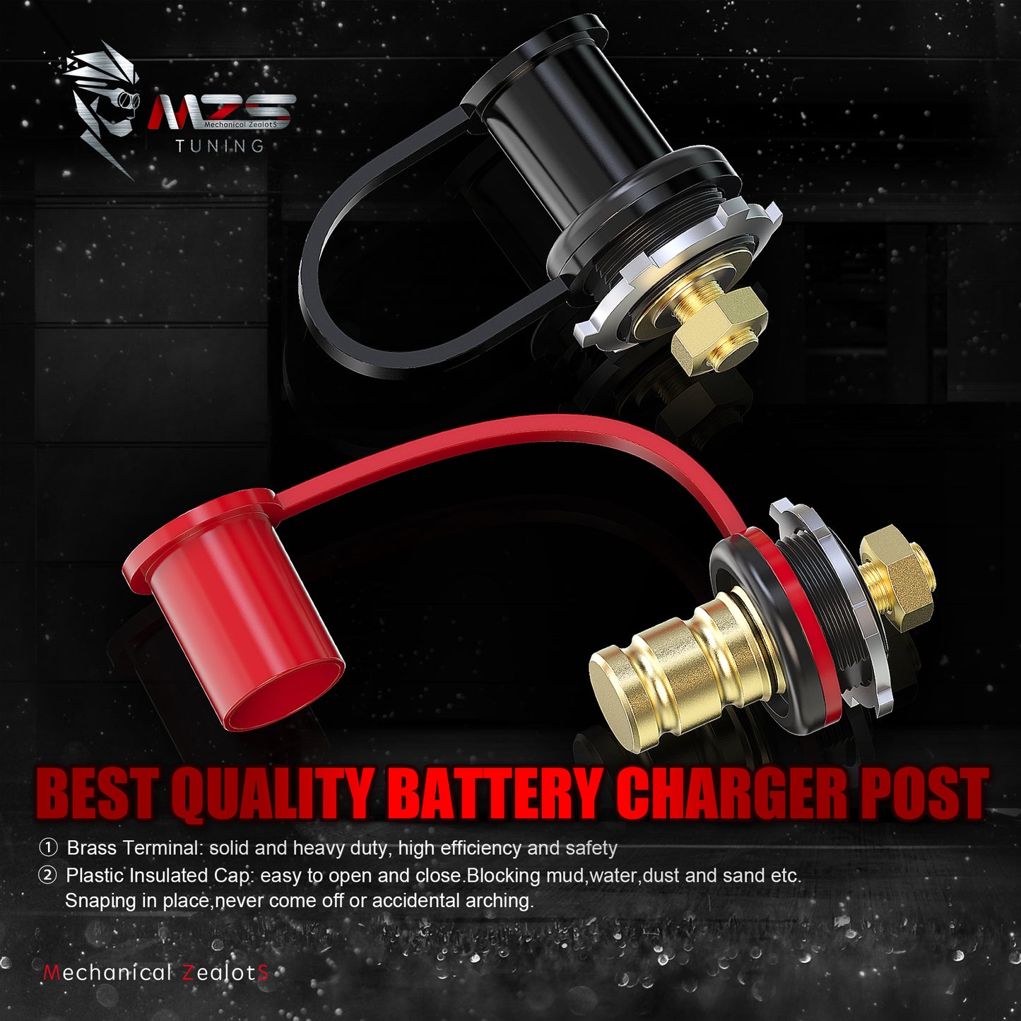 MZS Battery Relocation Kit, Battery Jump Post, Remote Battery Terminal & 4 Gauge Battery Cables & Mounting Bracket