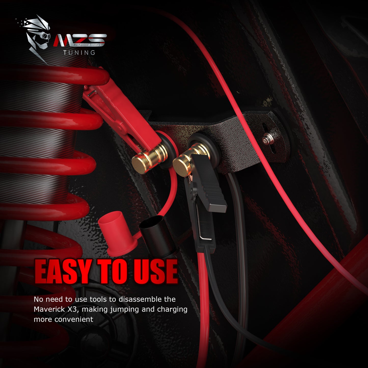 MZS Battery Relocation Kit, Battery Jump Post, Remote Battery Terminal & 4 Gauge Battery Cables & Mounting Bracket