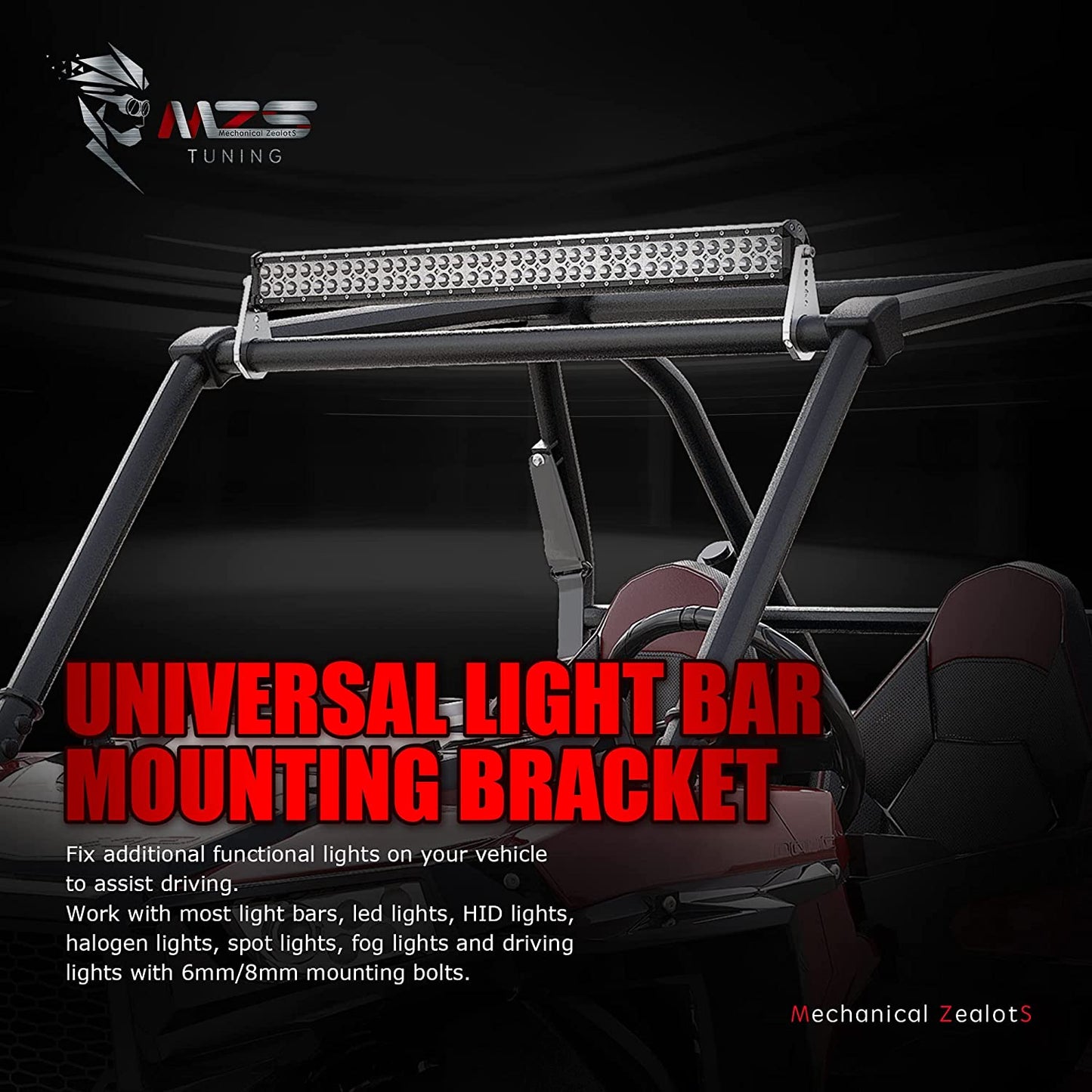 MZS LED Light Bar Mounts, Light Bar Mounting Bracket, Tube Clamp, Roll Bar/Roll Cage/Roof Rack/Bumper Clamp for UTV ATV Off-Road Vehicles