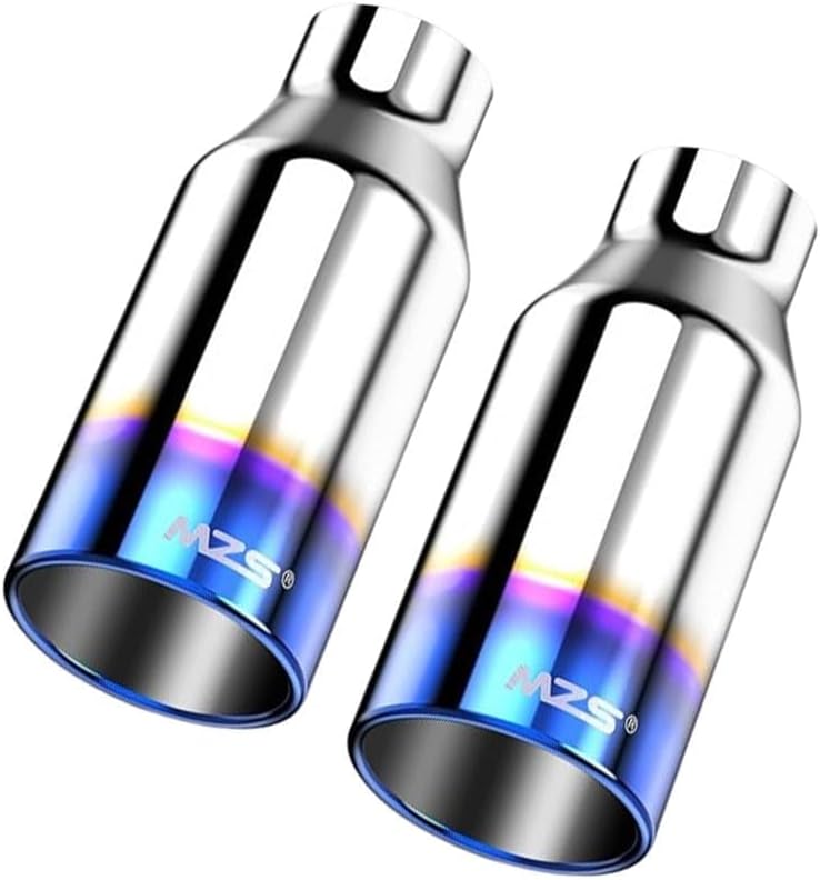MZS Exhaust Tip, 2.5" Inlet 4" Outlet 9" Length Tailpipe Universal - Stainless Steel - 2PCS