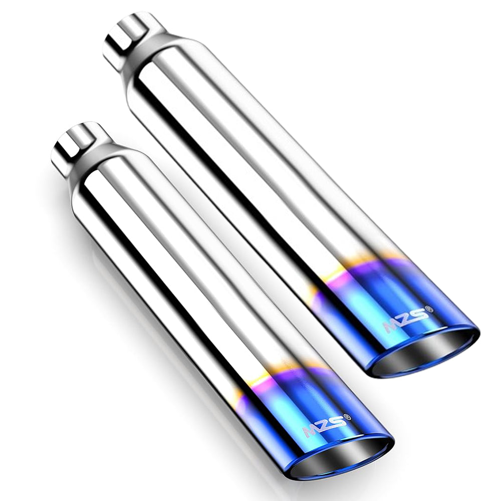 MZS Exhaust Tip, 2.5" Inlet 4" Outlet 18" Length Tailpipe Universal - Stainless Steel - 2PCS