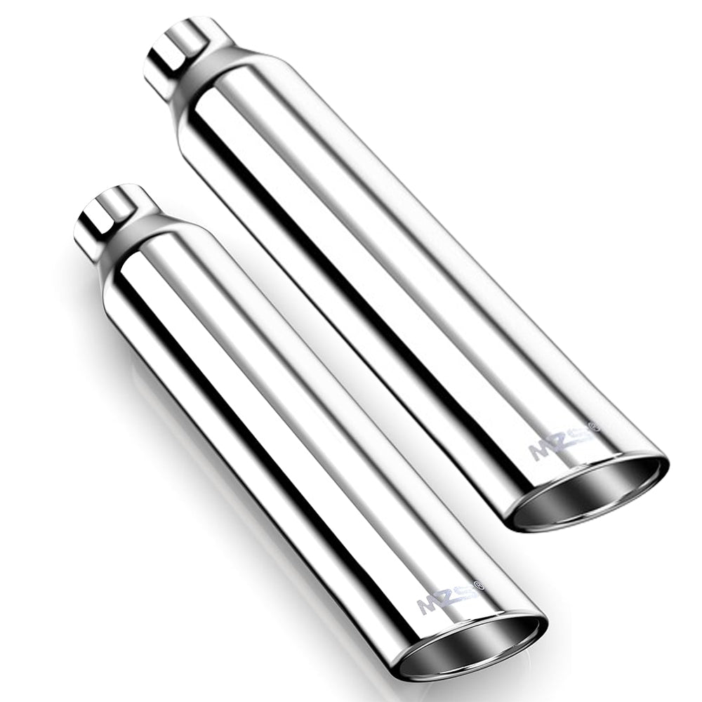 MZS Exhaust Tip, 2.5" Inlet 4" Outlet 18" Length Tailpipe Universal - Stainless Steel - 2PCS
