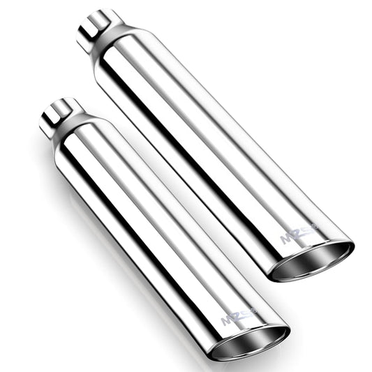 MZS Exhaust Tip, 2.5" Inlet 4" Outlet 17" Length Tailpipe Universal - Stainless Steel - 2PCS