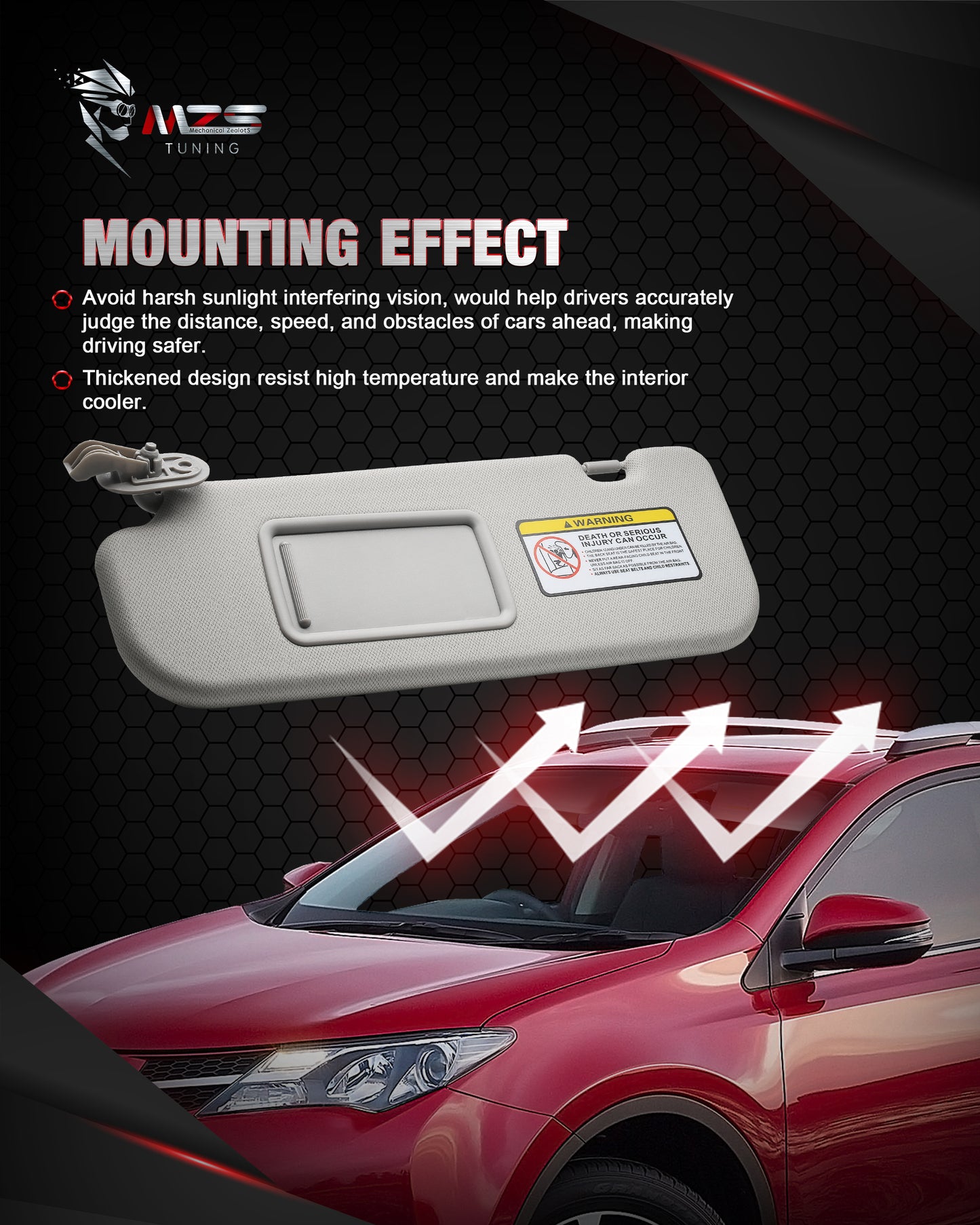 MZS Sun Visor Left Driver & Right Passenger Side Replacement Fit For 2011-2015 Elantra Without Sunroof (Gray)