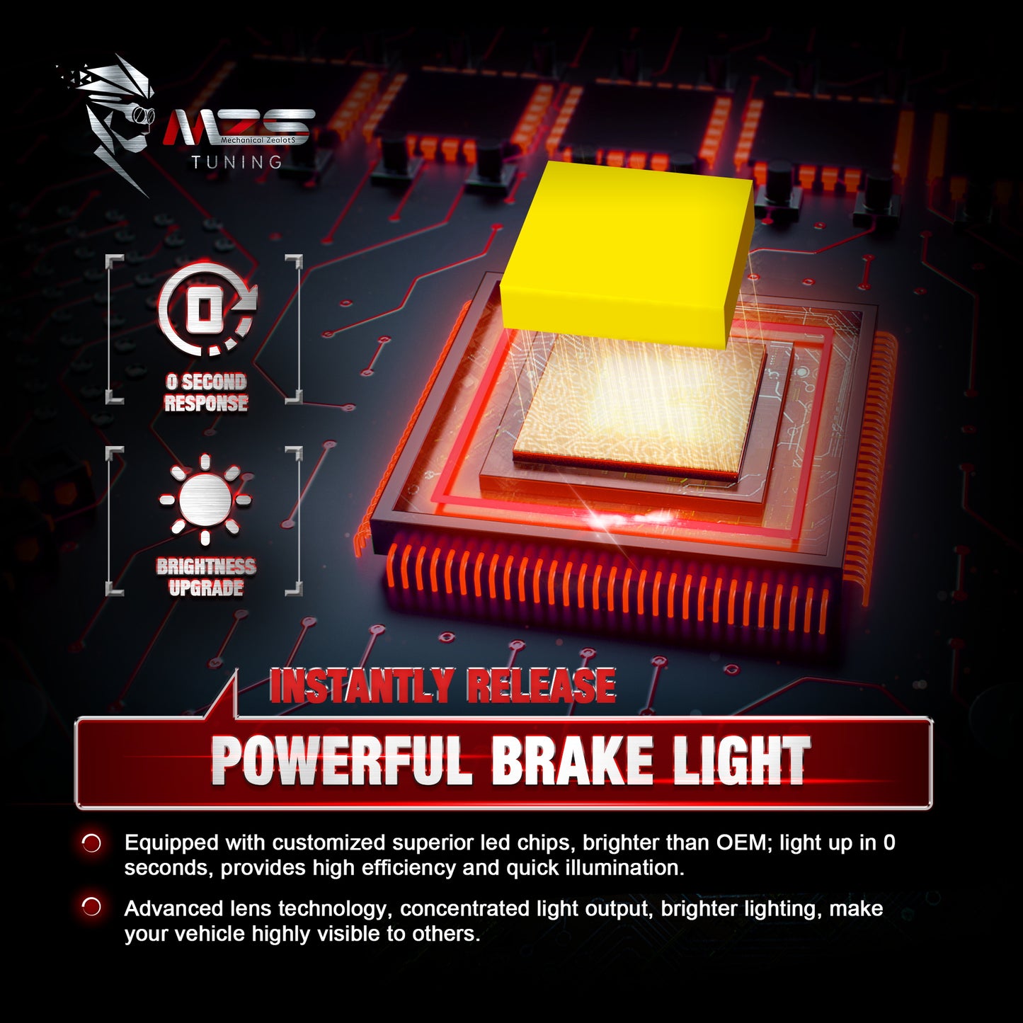 MZS Third Brake Light, Red 3rd Brake Light LED & White Cargo Lamp, Silverado C/K High Mount Stop Light