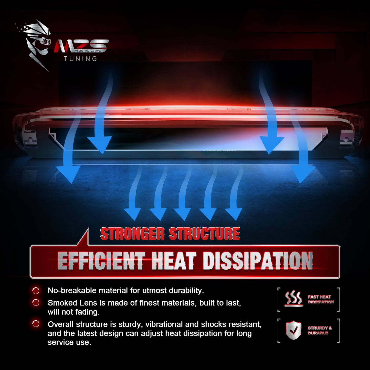 MZS Third Brake Light, Red 3rd Brake Light LED & White Cargo Lamp, Silverado Sierra 1500 2500 3500 High Mount Stop Light
