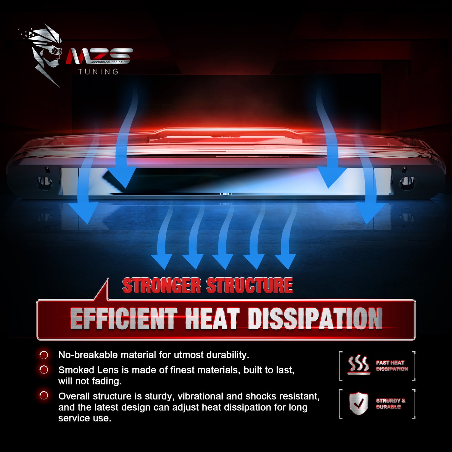MZS Third Brake Light, Red 3rd Brake Light LED & White Cargo Lamp, Silverado Sierra High Mount Stop Light