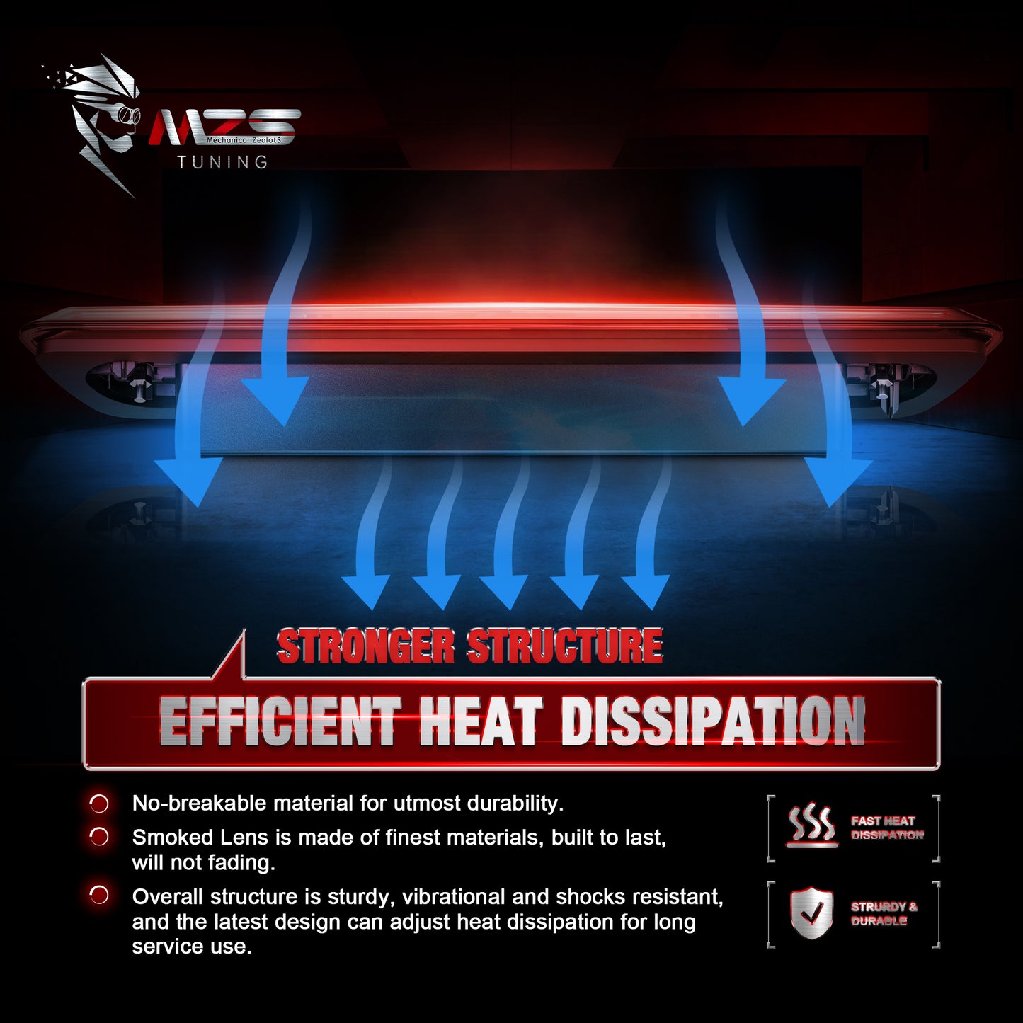 MZS Third Brake Light, Red 3rd Brake Light LED & White Cargo Lamp, F150 High Mount Stop Light