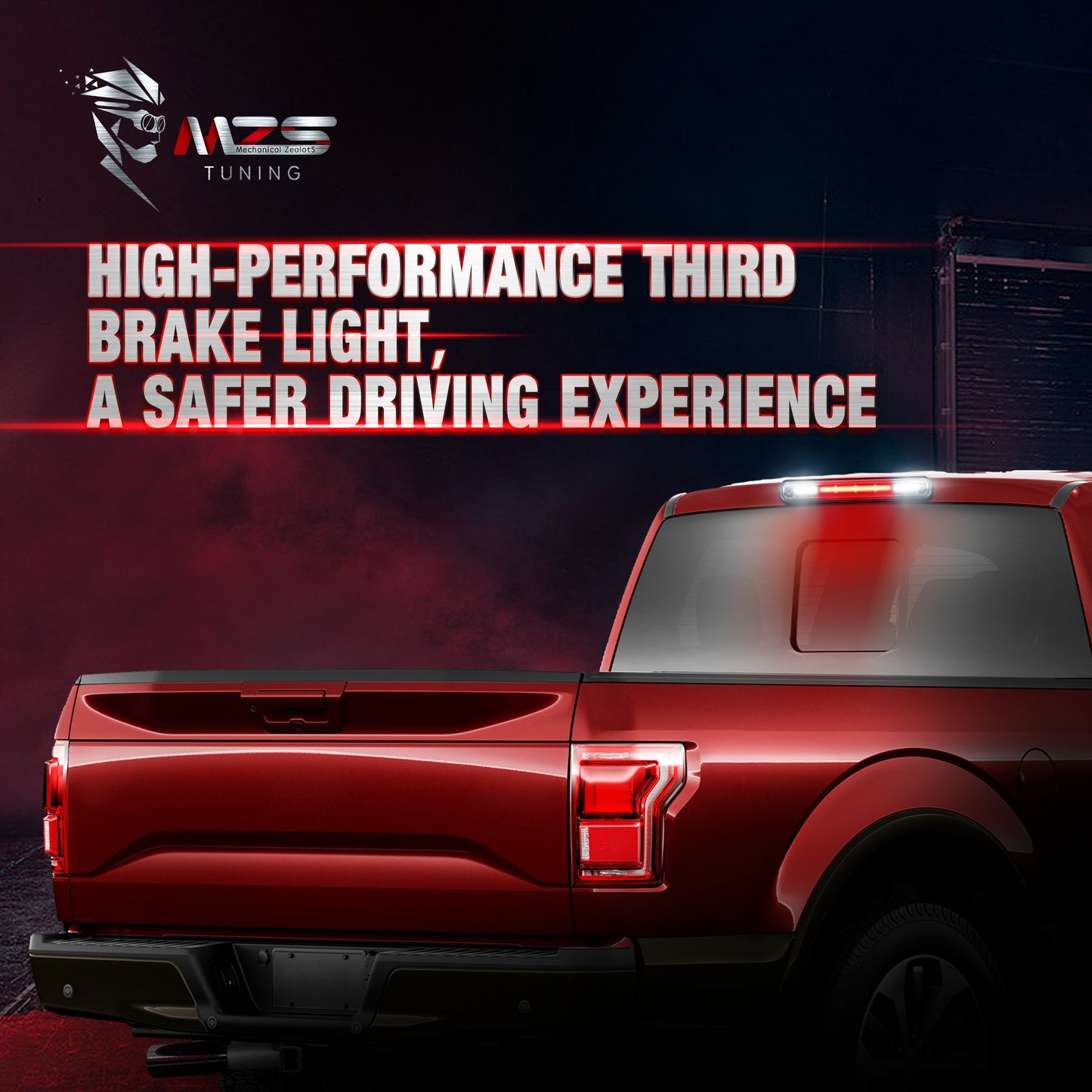 MZS Third Brake Light, Red 3rd Brake Light LED & White Cargo Lamp, Silverado C/K High Mount Stop Light