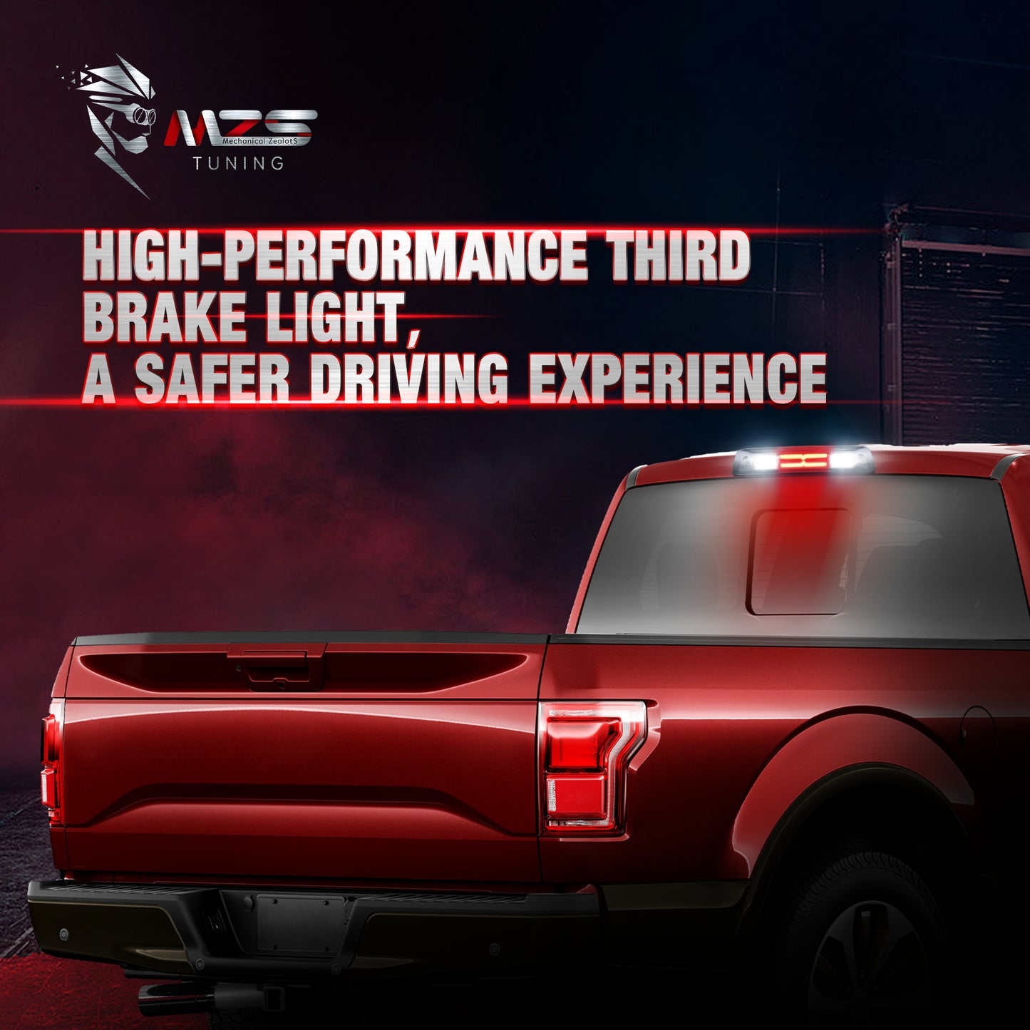 MZS Third Brake Light, Red 3rd Brake Light LED & White Cargo Lamp, High Mount Stop Light for Ram