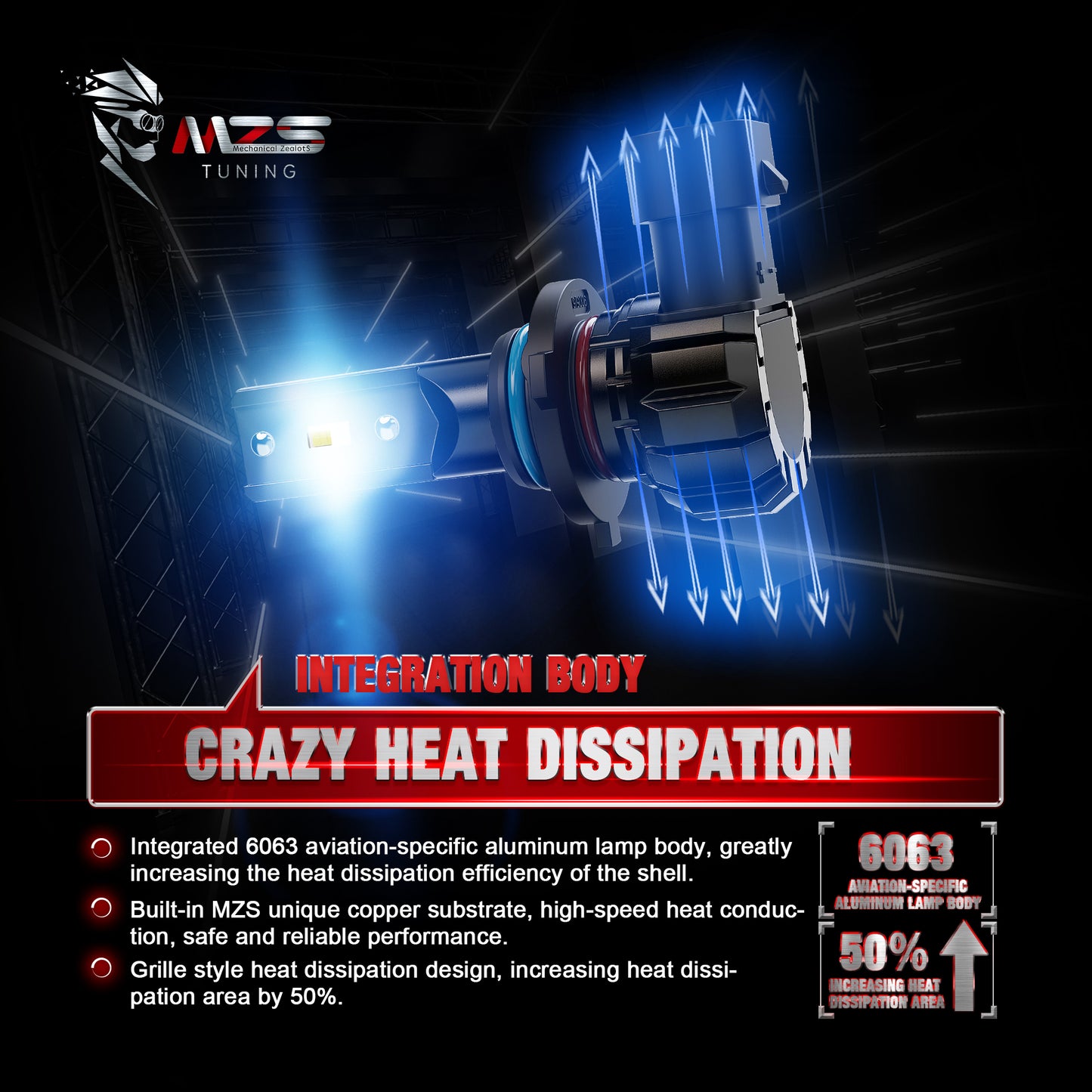 MZS 9006 LED Headlight Bulbs Combo, HB4 Low Beam Headlight Fog Light, 300% Brighter 6500K White, Fanless Instant-Plug in