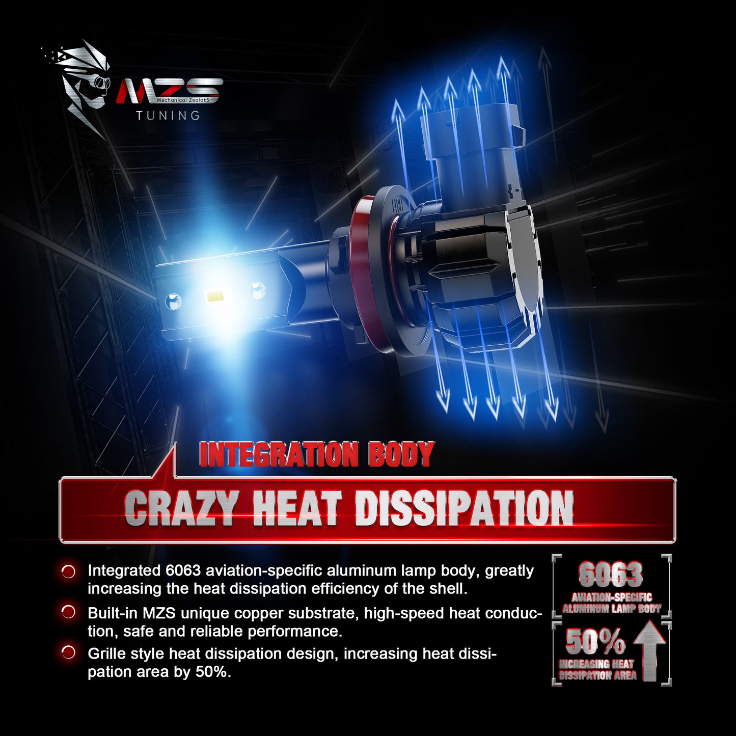 MZS H11 LED Headlight Bulbs, H11 H9 H8 High/Low/Fog Light, 300% Brighter 6500K White, Fanless Instant-Plug in