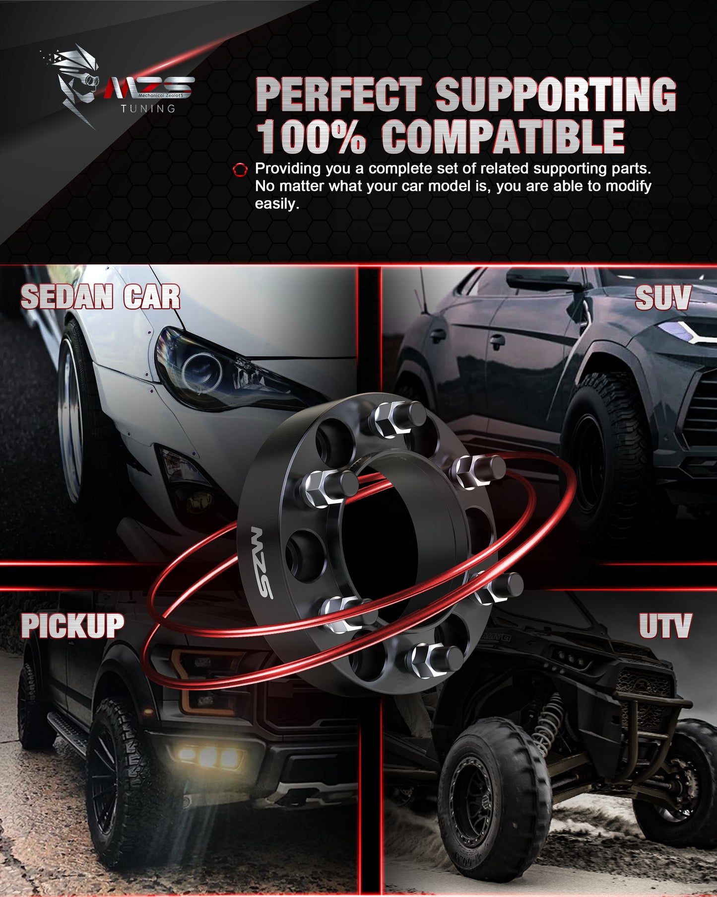 MZS 6X135 Wheel Spacers - 87.1mm M14x1.5 Fit for 2015-2024 Ford F-150