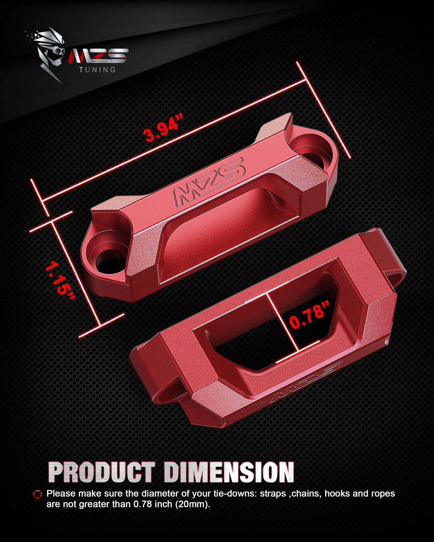 MZS Tie Down Anchors, Tie Down Anchors Bolts Nuts Mount Kit Compatible with Frontier / Titan / Maverick / F150 Raptor, Replace 999T7-ZV00A Red