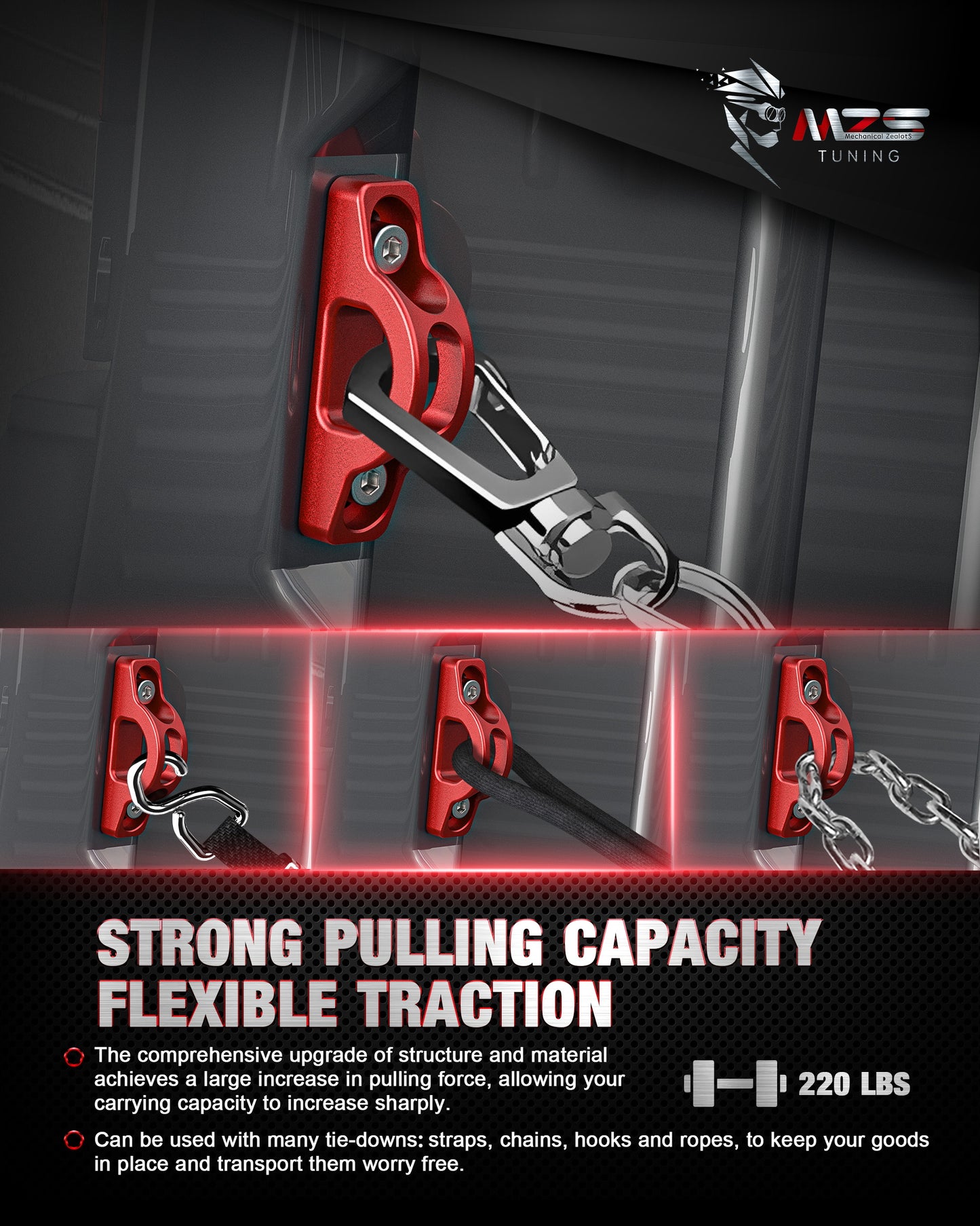 MZS Tie Down Hooks, Truck Bed Anchors Inner Hook Compatible with F150 / F150 Heritage / F150 Lightning, Replace YL3Z-9900064-AAA YL3Z9900064AAA 4PCS