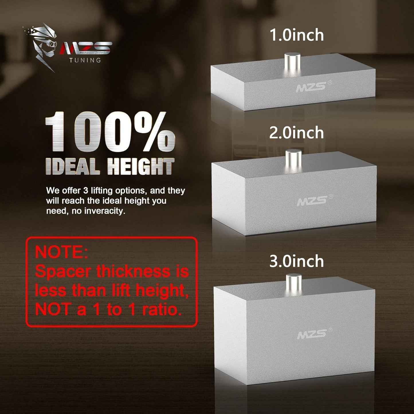 MZS Rear Lift Blocks, 1inch-3 inch Rear Leveling Kit for 1995-2024 Tacoma 2WD 4WD with U-Bolts