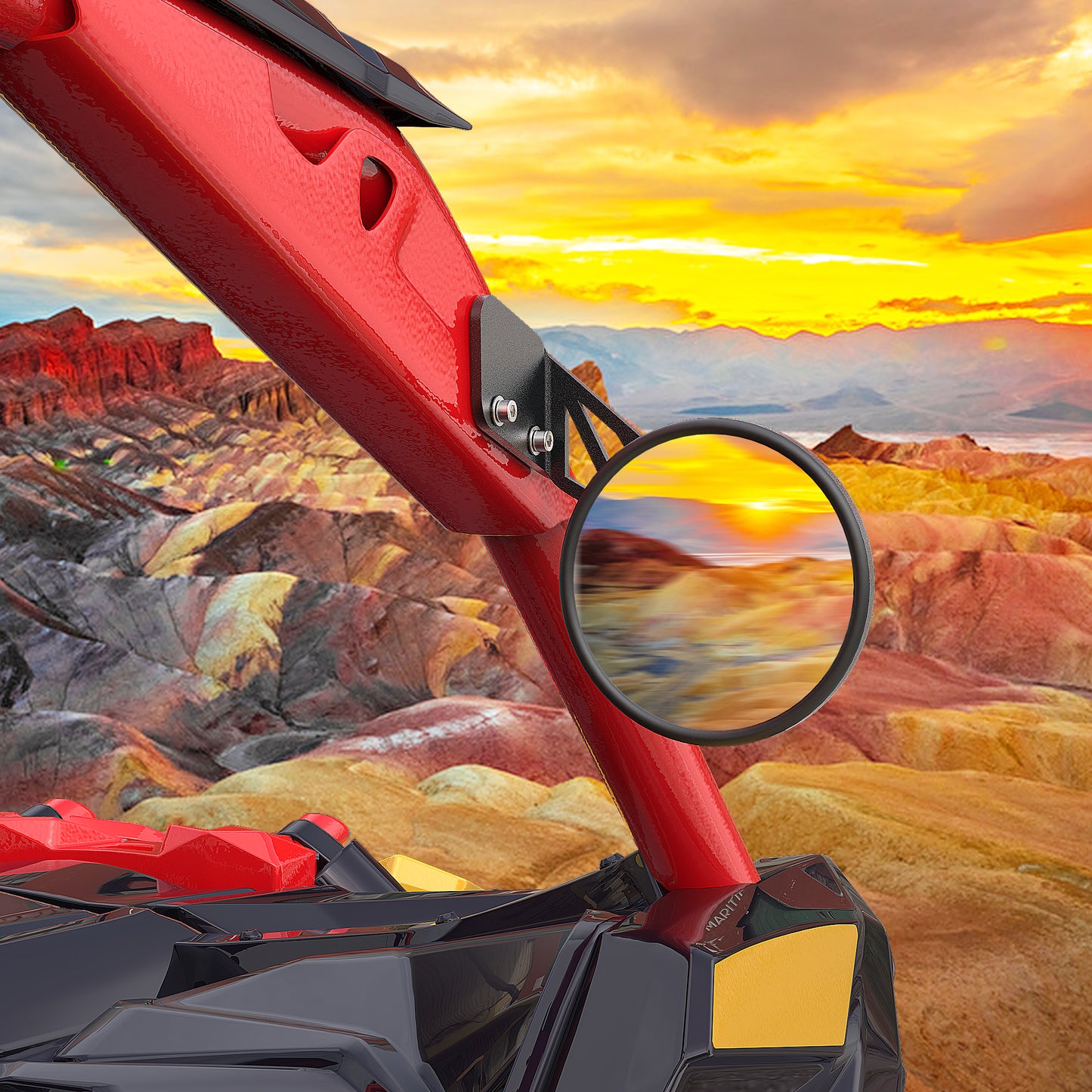 MZS Side Mirrors, Rear View Convex Mirrors w/Mounting Bracket, Fit Can am Maverick X3, DIY Install on Car Truck Off-Road Vehicles