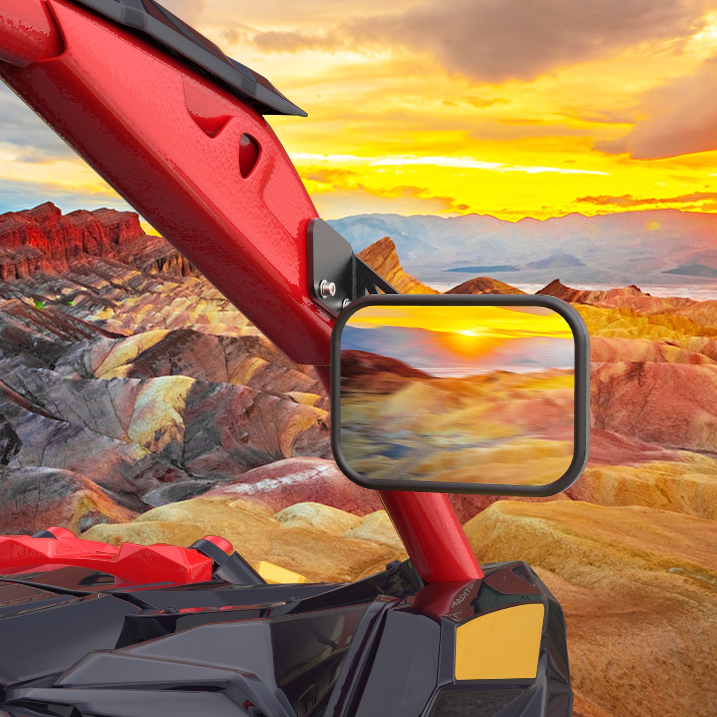 MZS Side Mirrors, Rear View Convex Mirrors w/Mounting Bracket, Fit Can am Maverick X3, DIY Install on Car Truck Off-Road Vehicles
