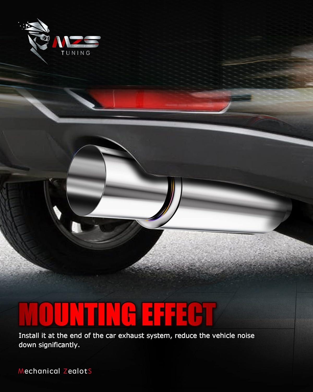 MZS Exhaust Muffler, 2.5" Inlet 4" Outlet 18.5" Length - Straight Through Universal